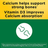 Nature Made Calcium 600 mg with Vitamin D3 Tablets back view showing ingredients