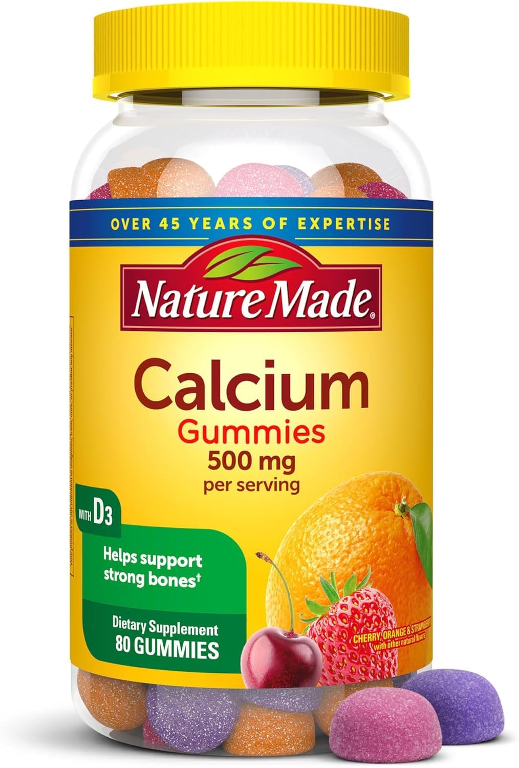 Nature Made Calcium Adult Gummies 80 Count Pack of 3 front view