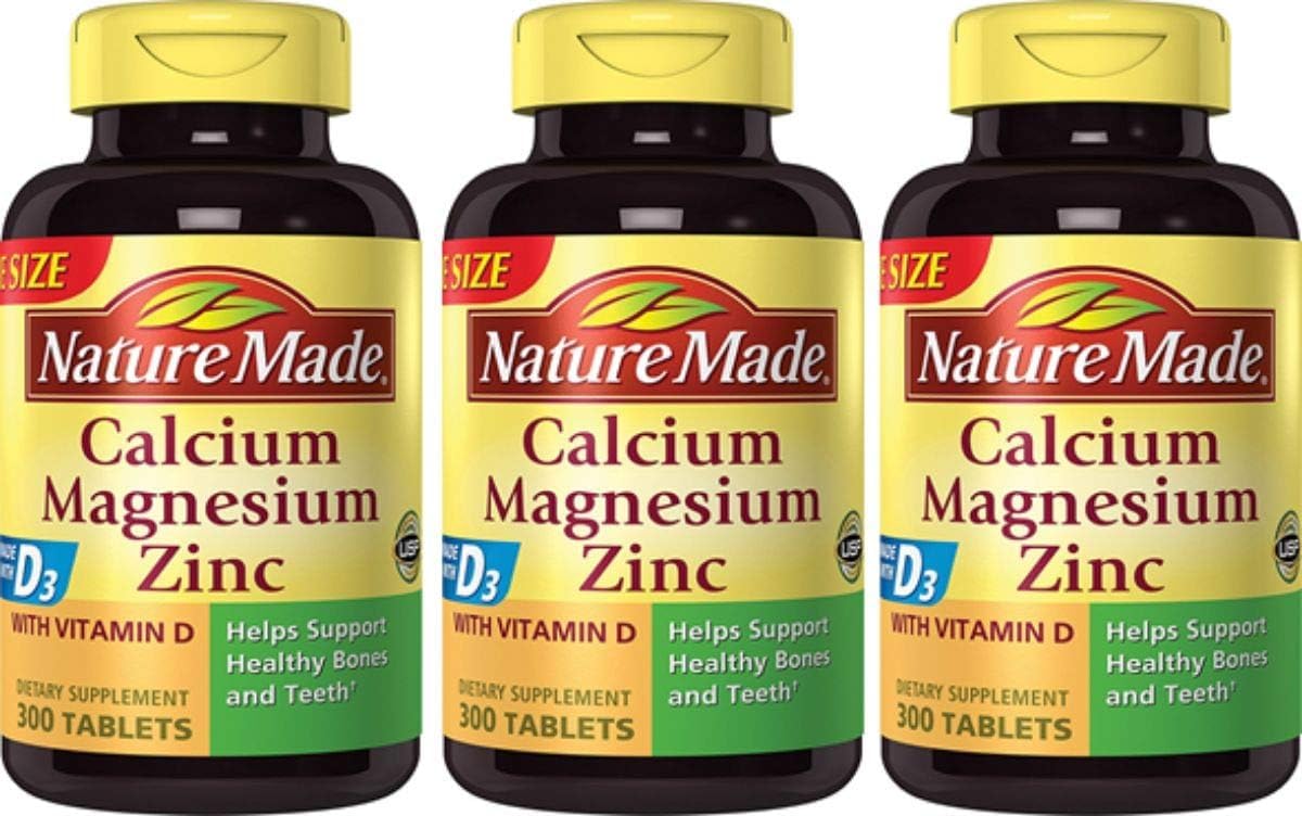 Nature Made Calcium Magnesium Zinc Vitamin D 900 Tablets front view