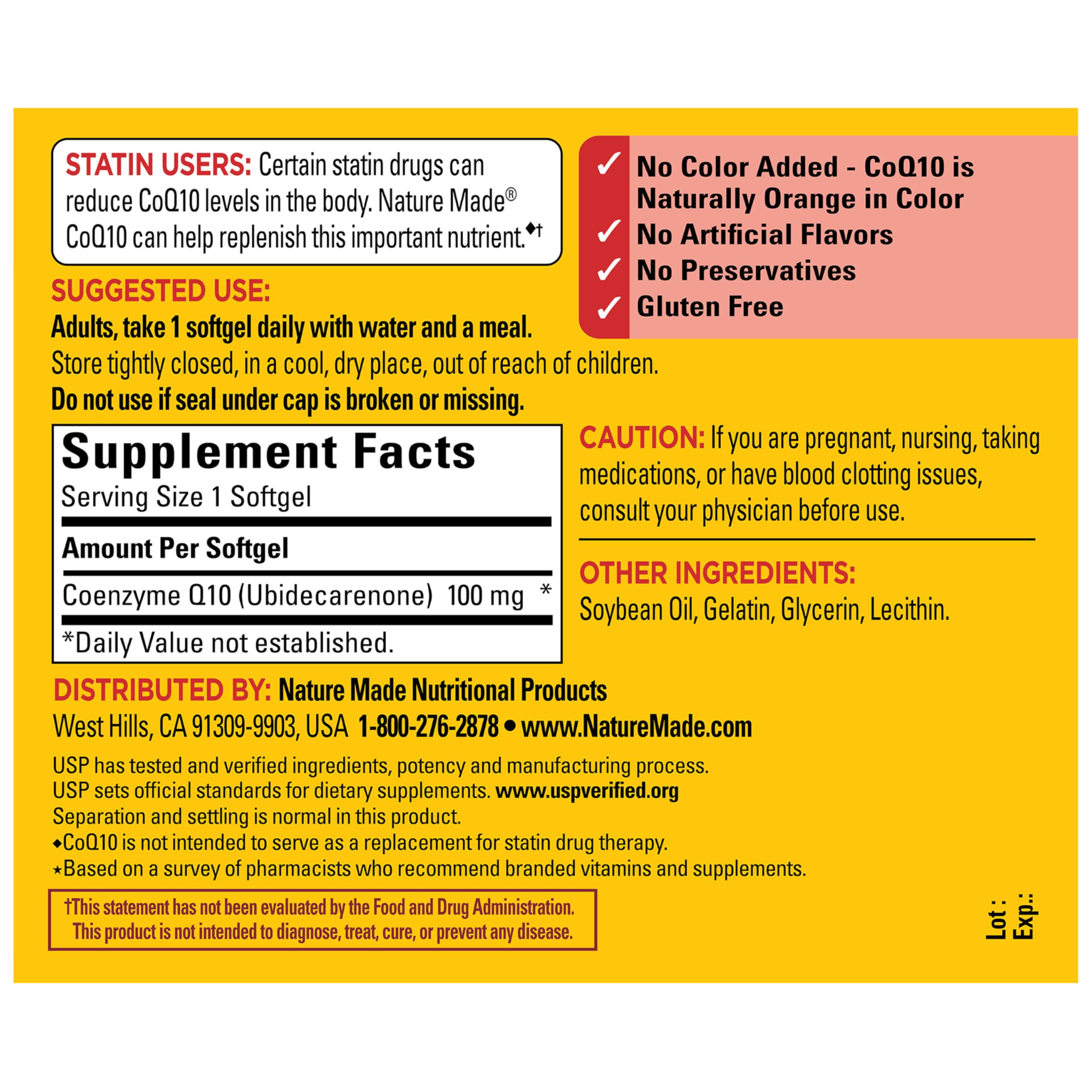 Nature Made CoQ10 100mg Softgels with a glass of water