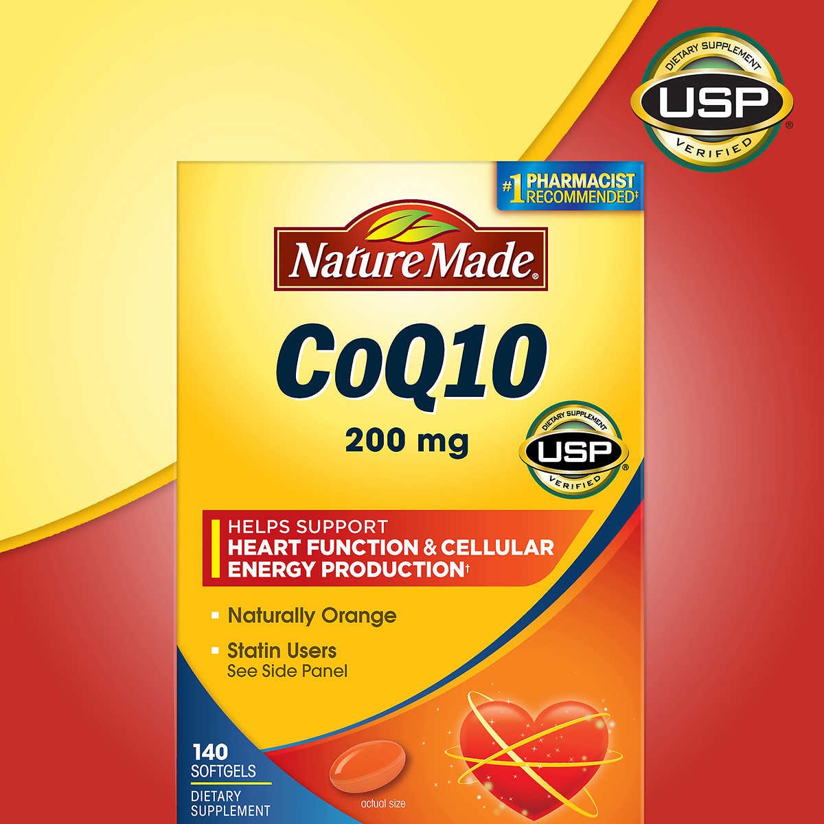 Nature Made CoQ10 200 mg Softgels 60 count front view