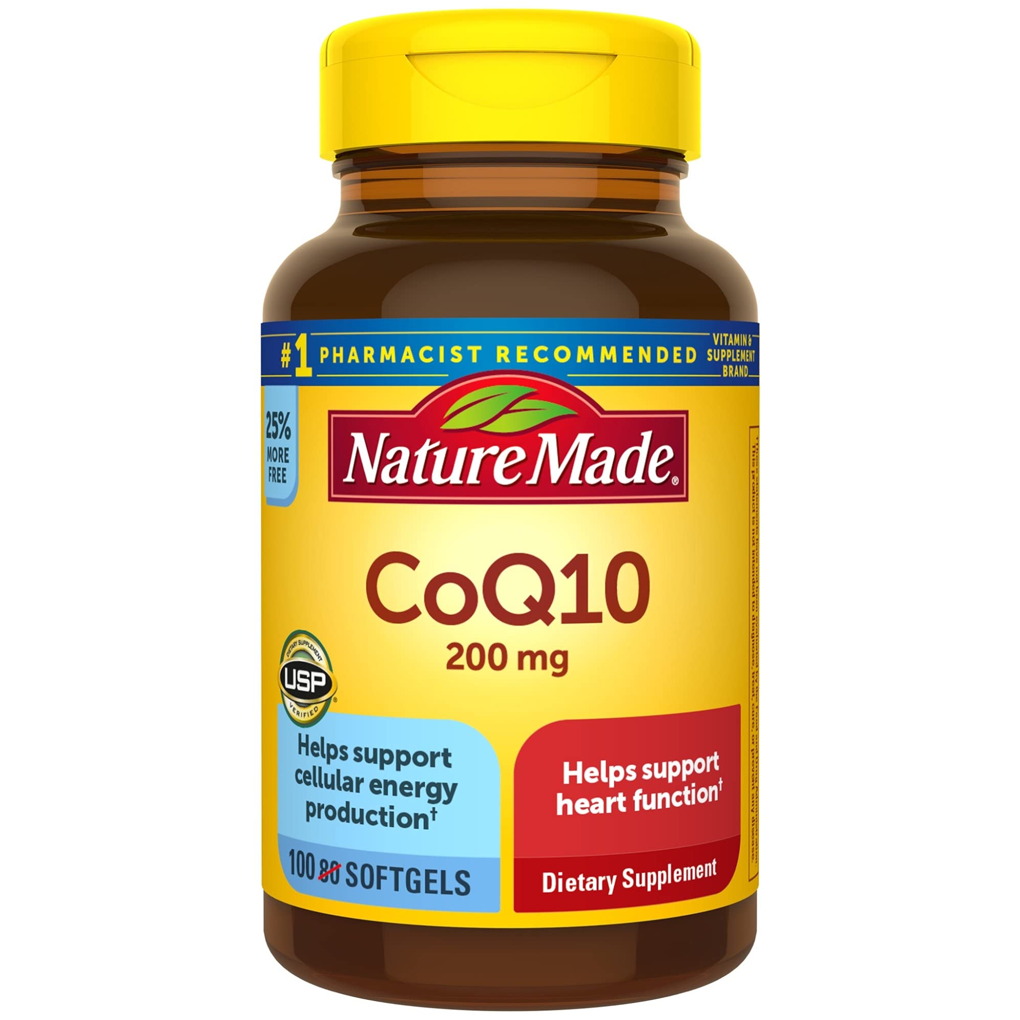 Nature Made CoQ10 200 mg Softgels front view with bottle label
