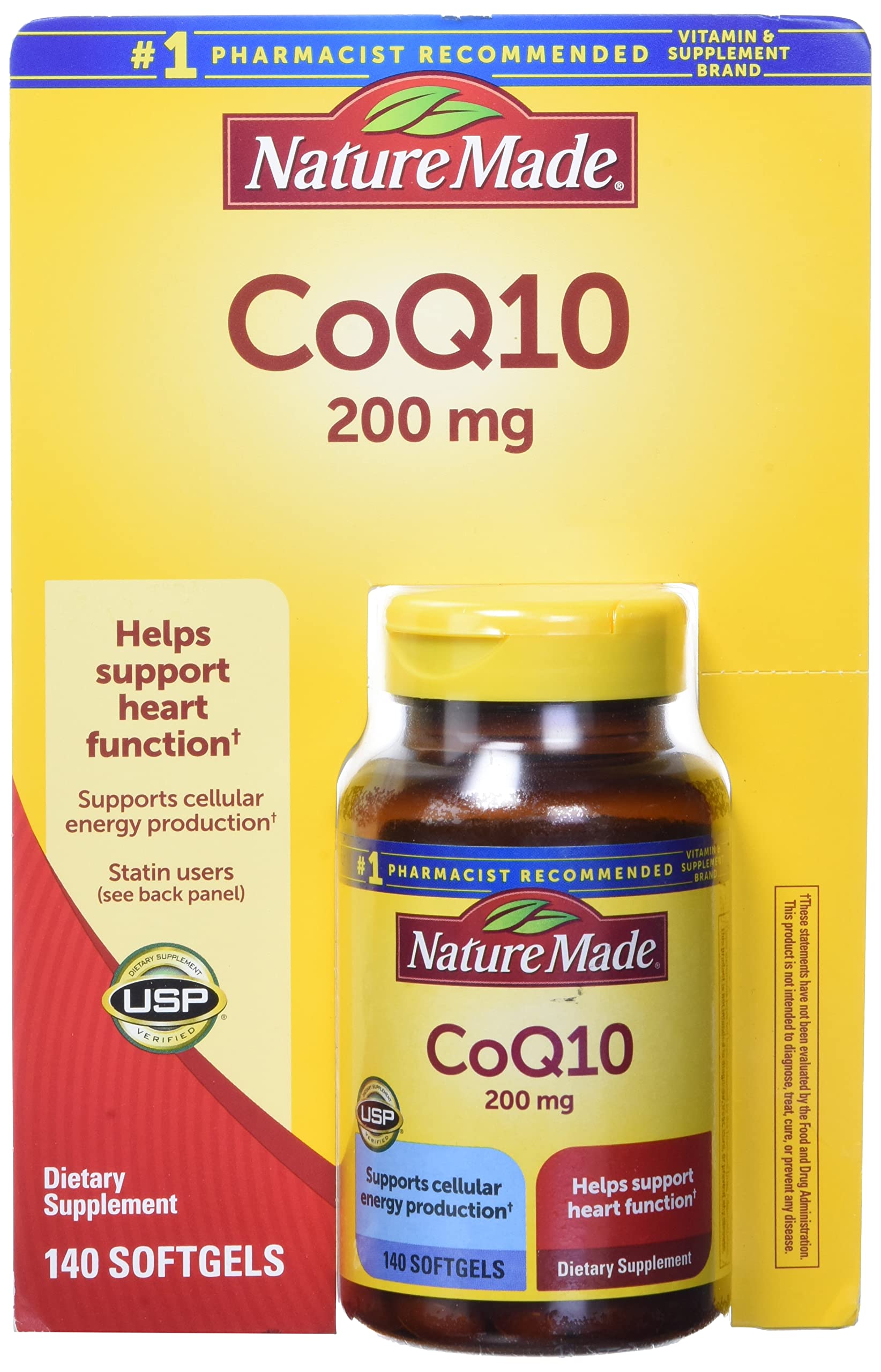 Nature Made CoQ10 200 mg softgels front view with packaging