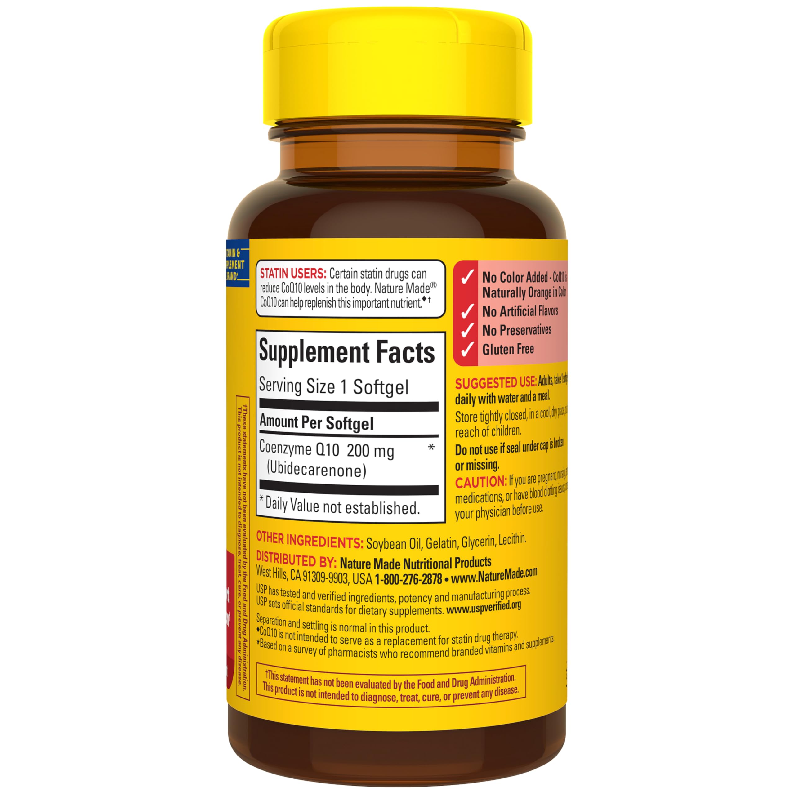 Nature Made CoQ10 200mg Softgels on a kitchen counter