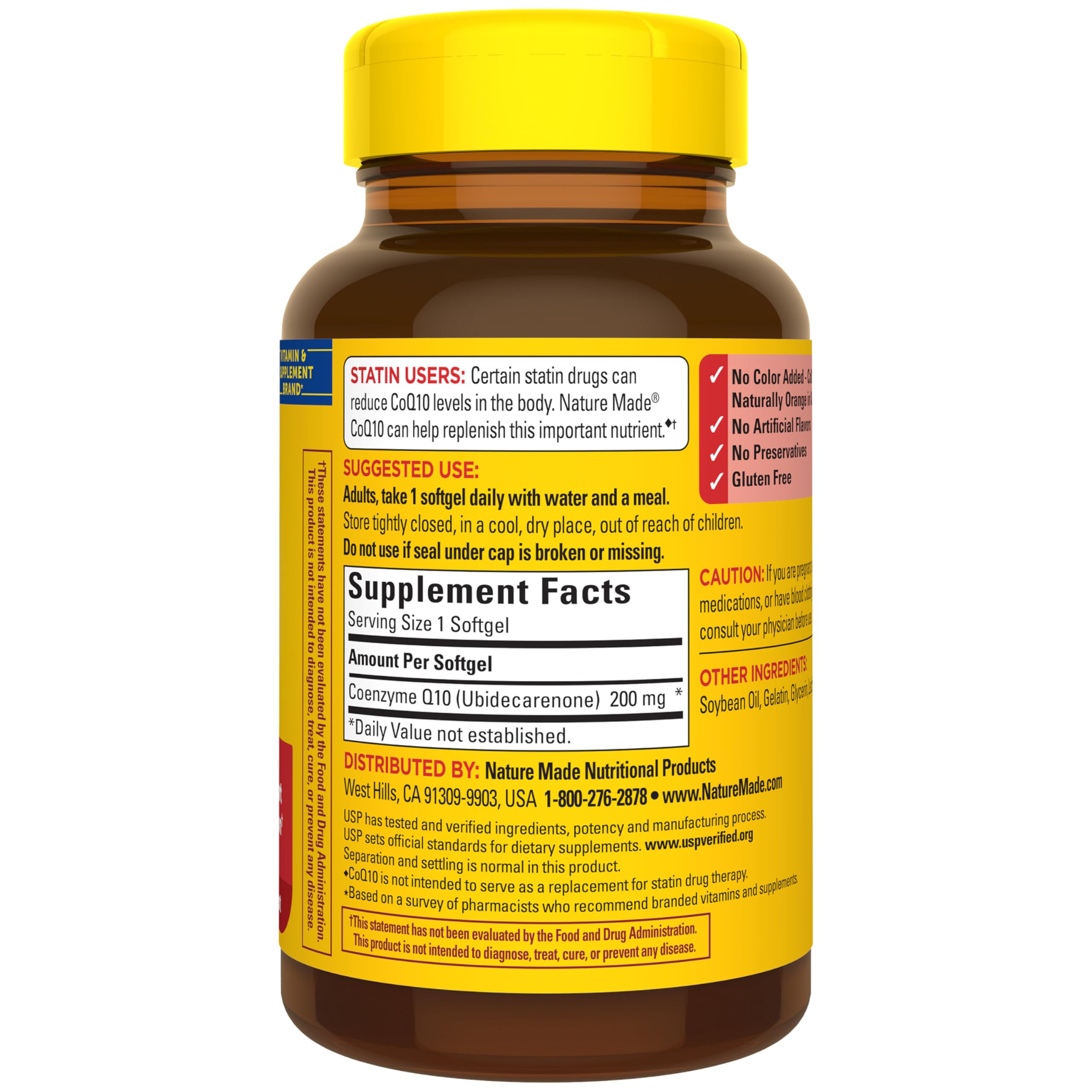 Nature Made CoQ10 200mg Softgels on a kitchen counter
