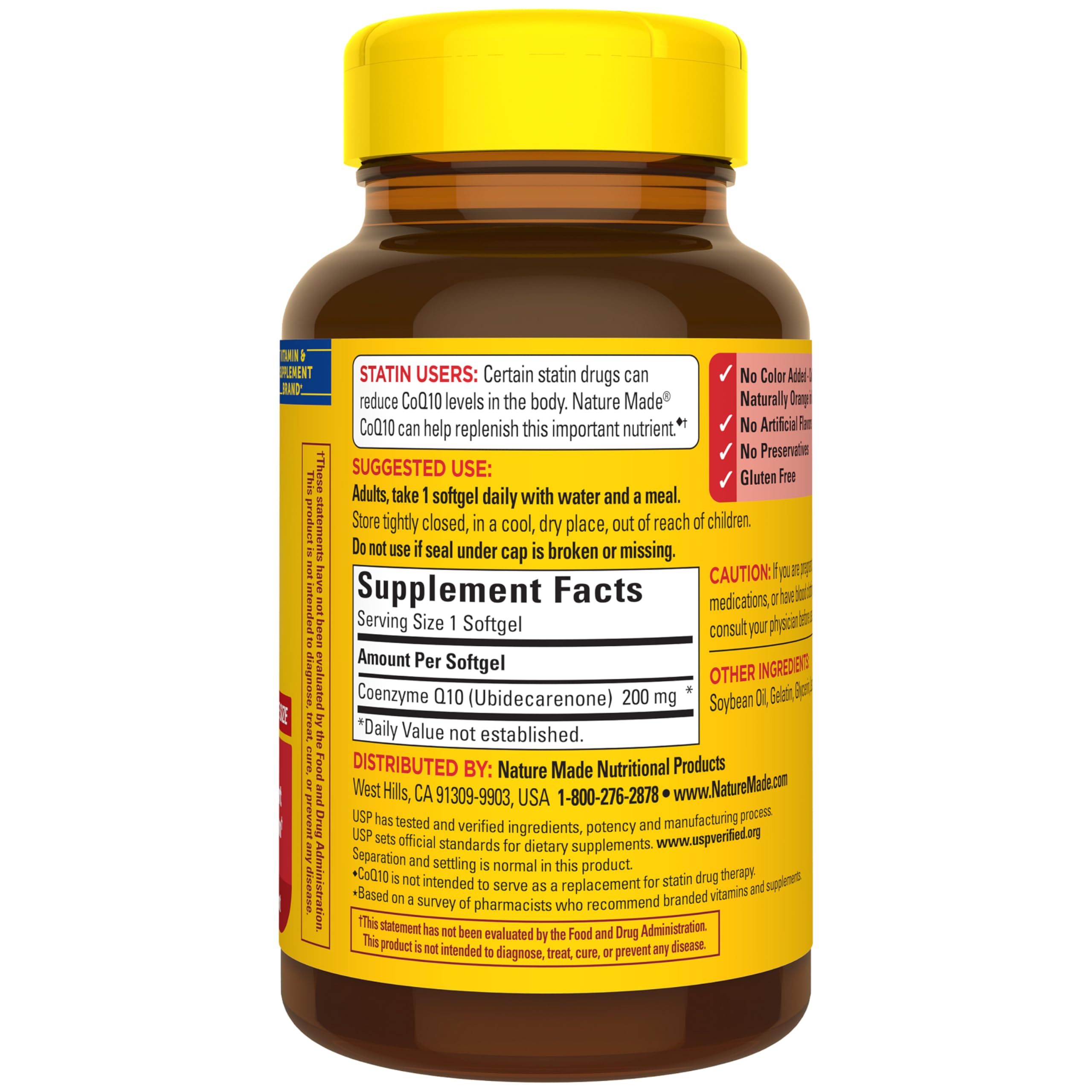 Nature Made CoQ10 200mg Softgels packaging details