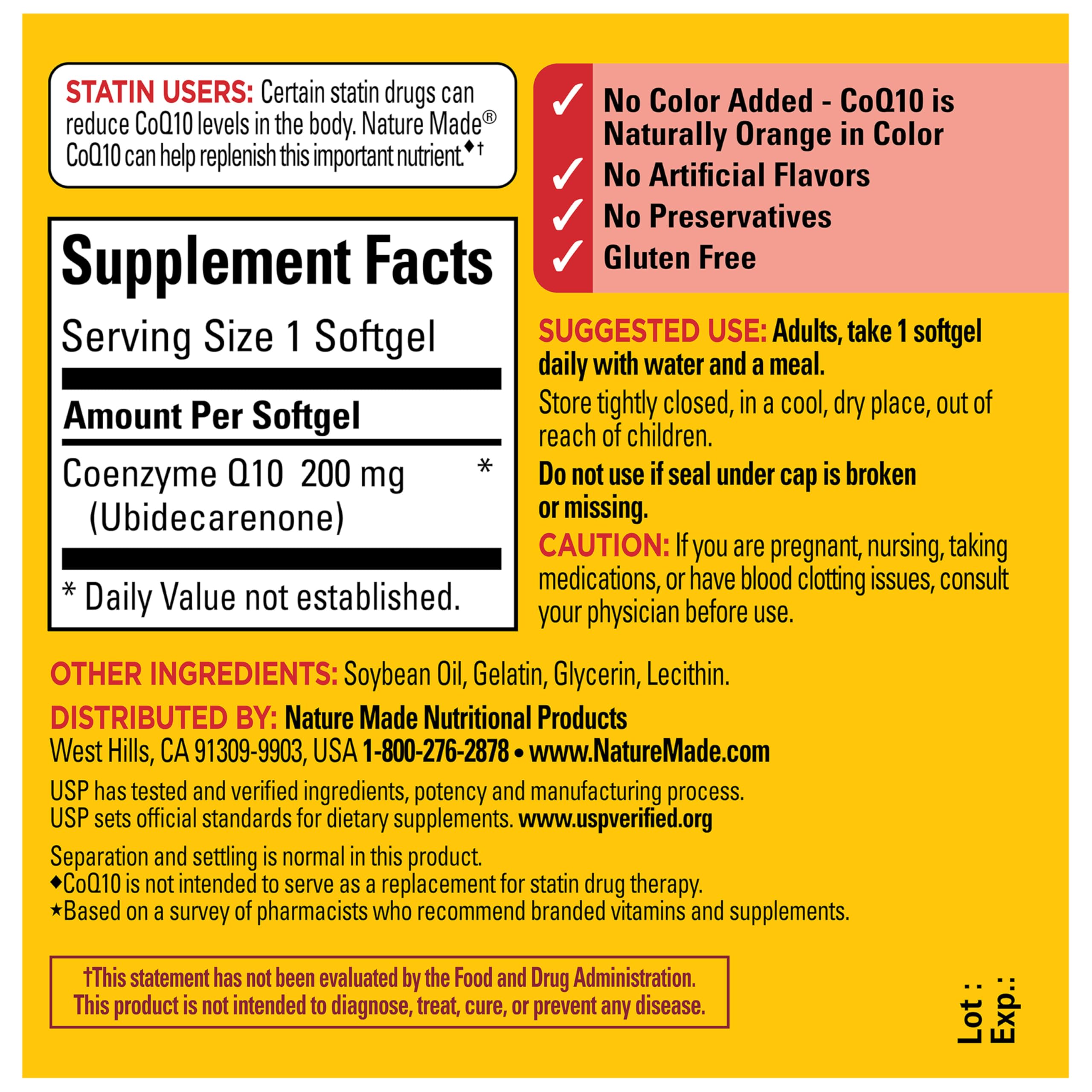 Nature Made CoQ10 200mg Softgels softgel in hand