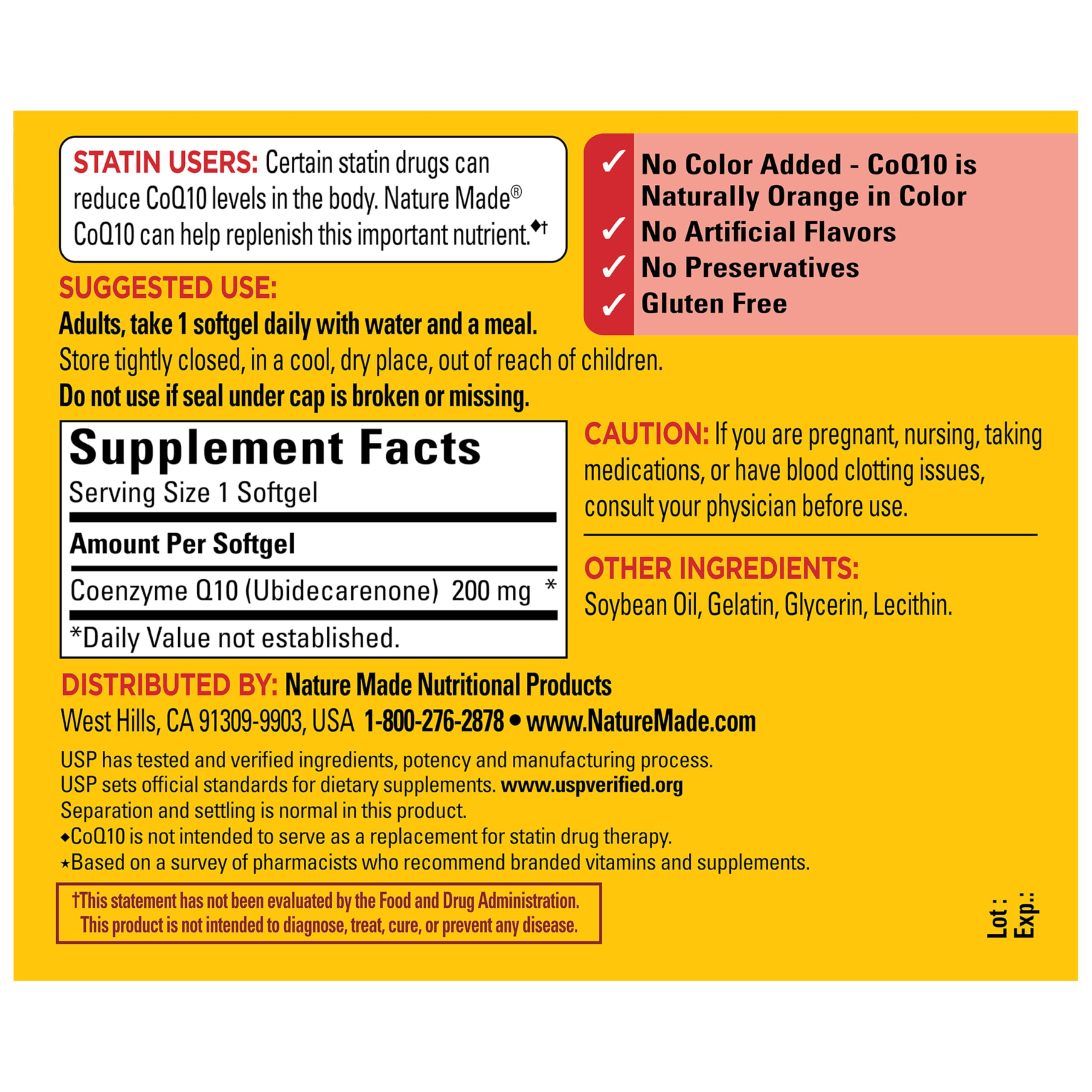 Nature Made CoQ10 200mg Softgels with a glass of water