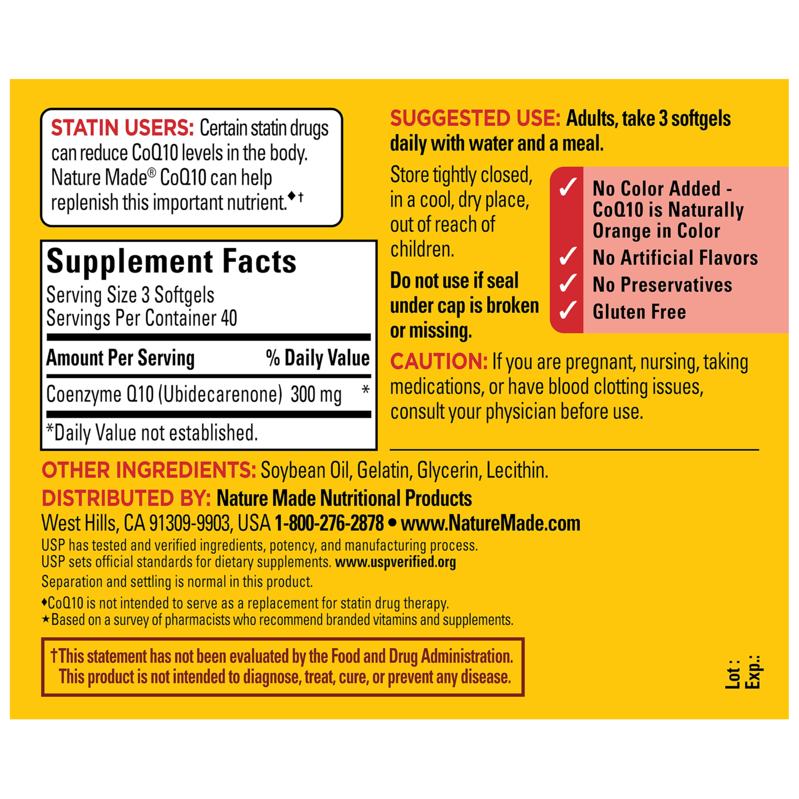 Nature Made CoQ10 300 mg Softgels on a wooden table