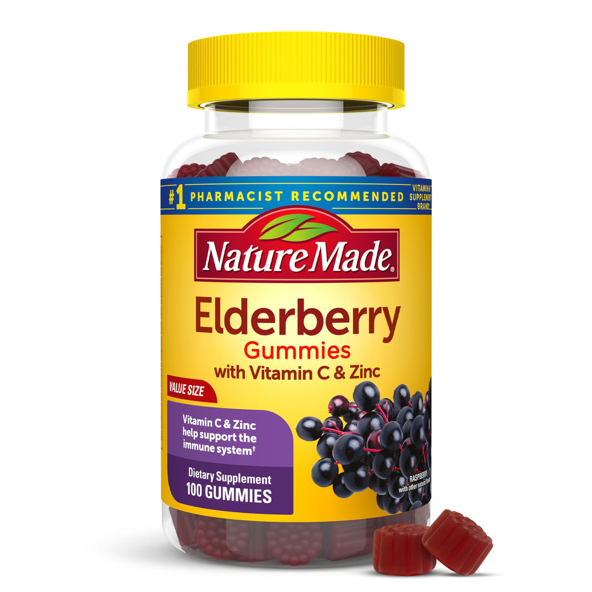 Nature Made Elderberry Gummies 100 count bottle front view