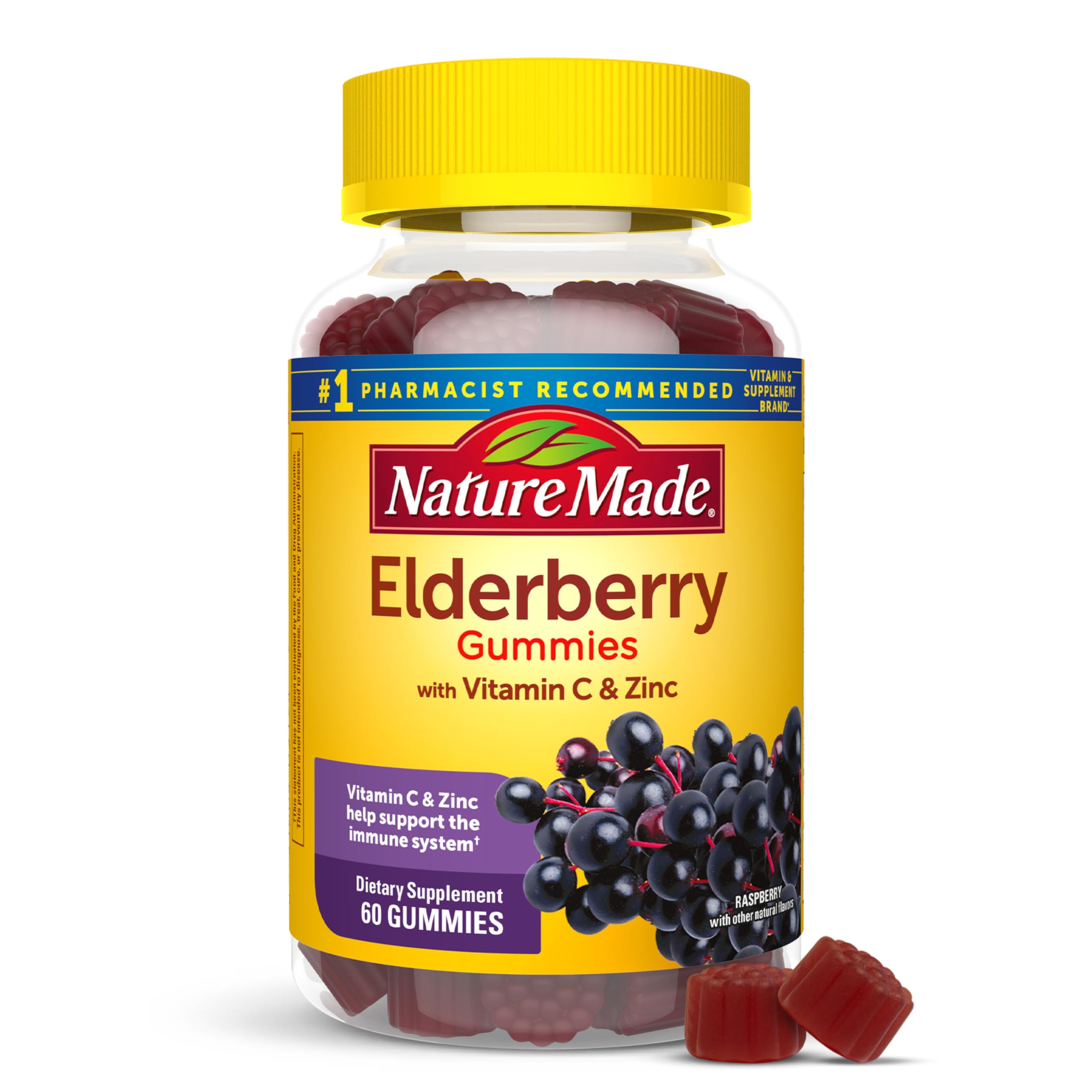 Nature Made Elderberry Gummies 60 count bottle front view