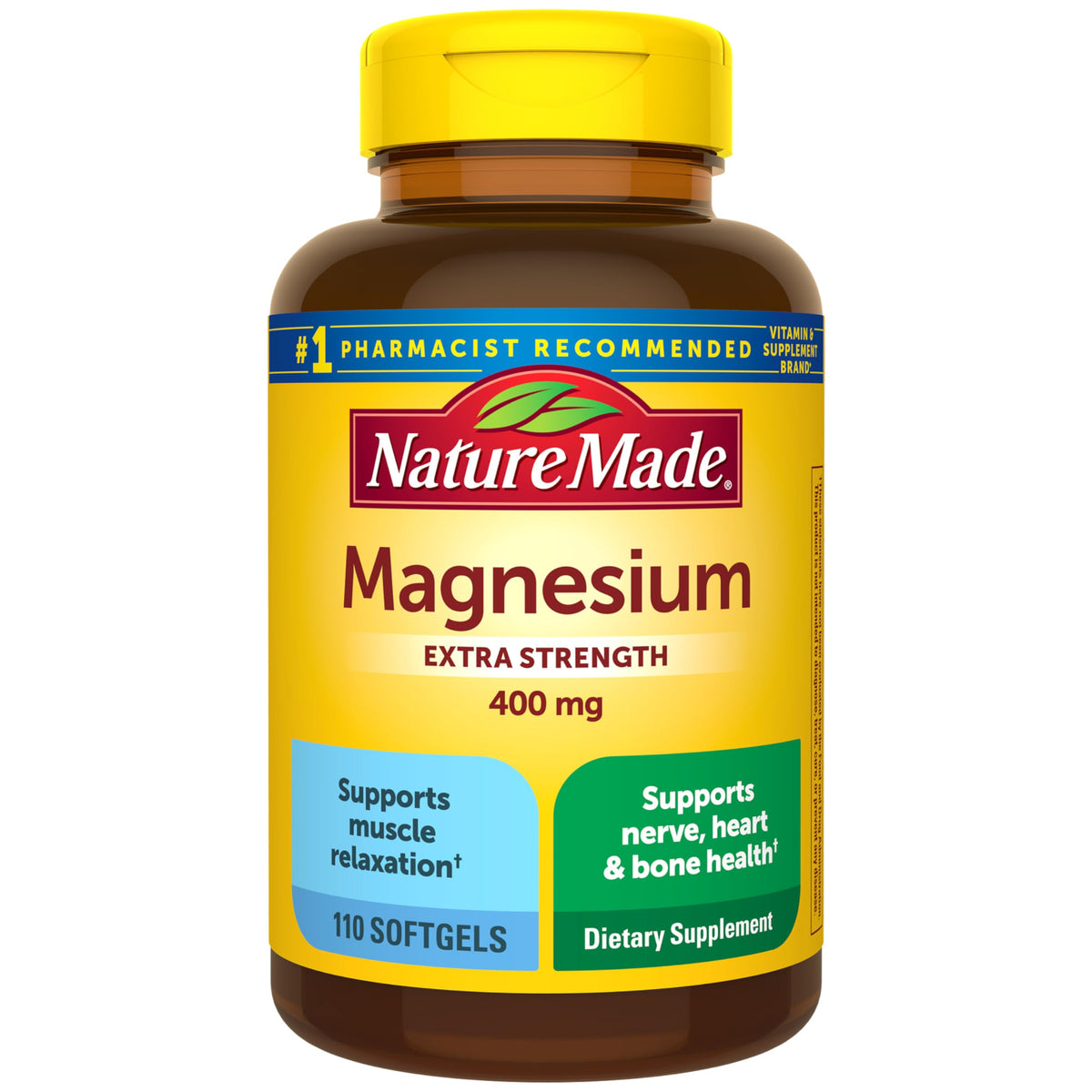 Nature Made Extra Strength Magnesium 400mg Softgels bottle front view