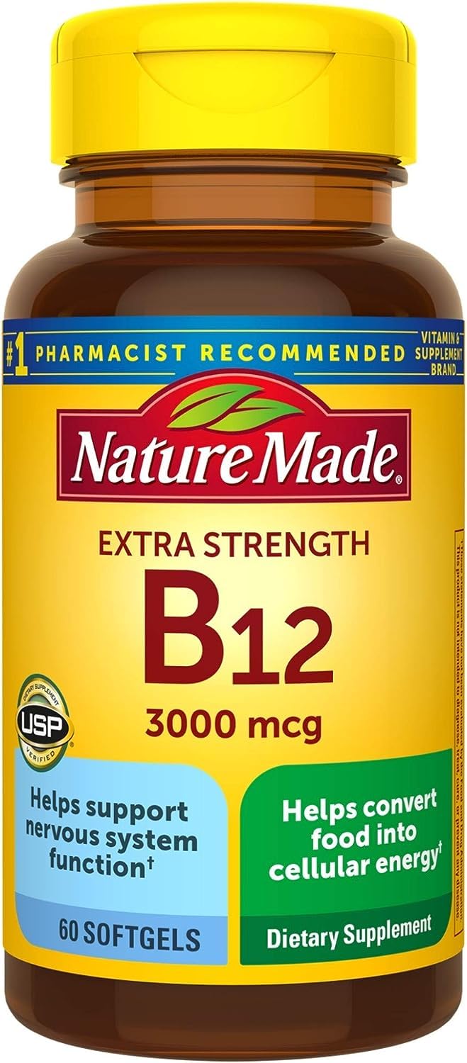Nature Made Extra Strength Vitamin B12 3000 mcg Softgels bottle front view