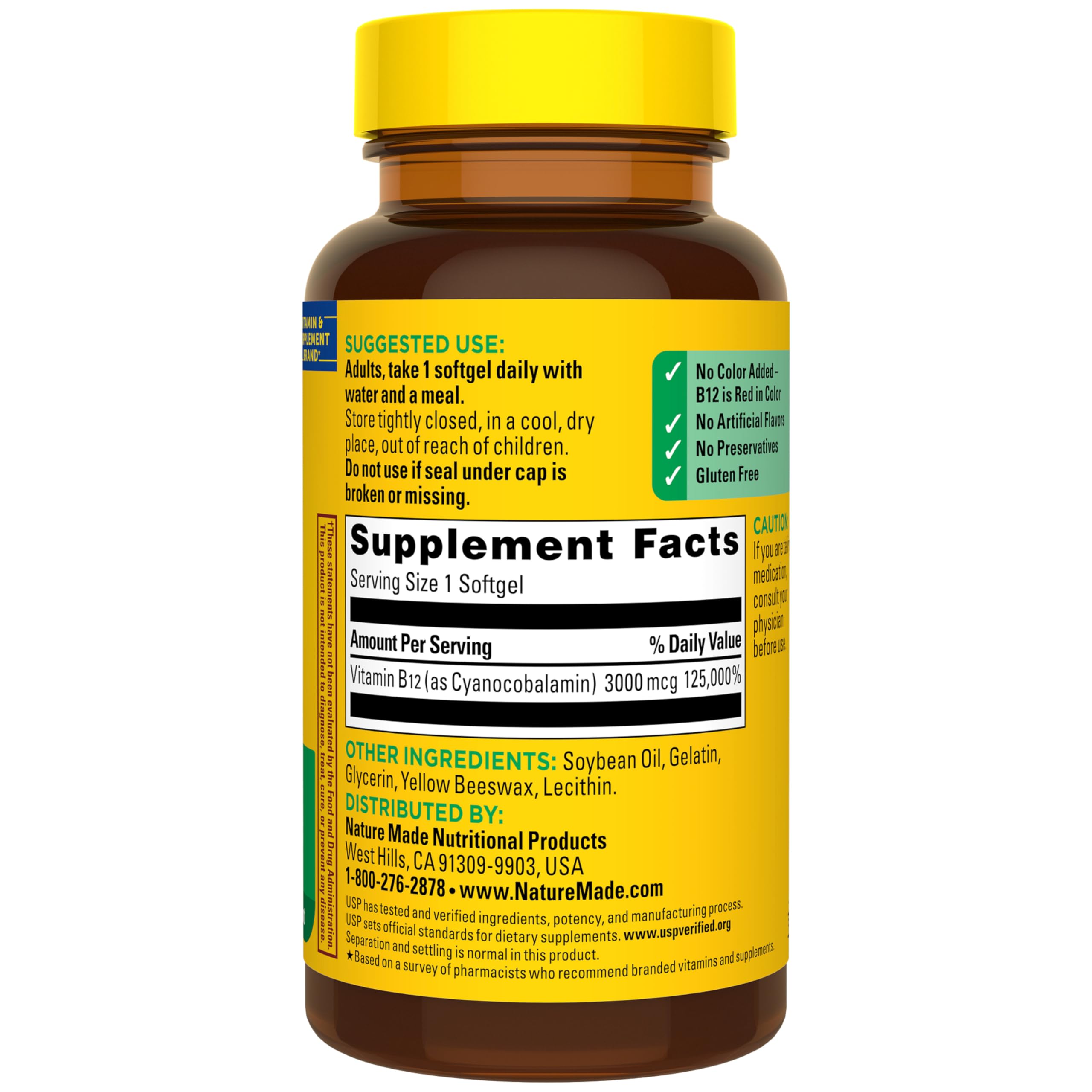 Nature Made Extra Strength Vitamin B12 Softgels 3000 mcg ingredients list