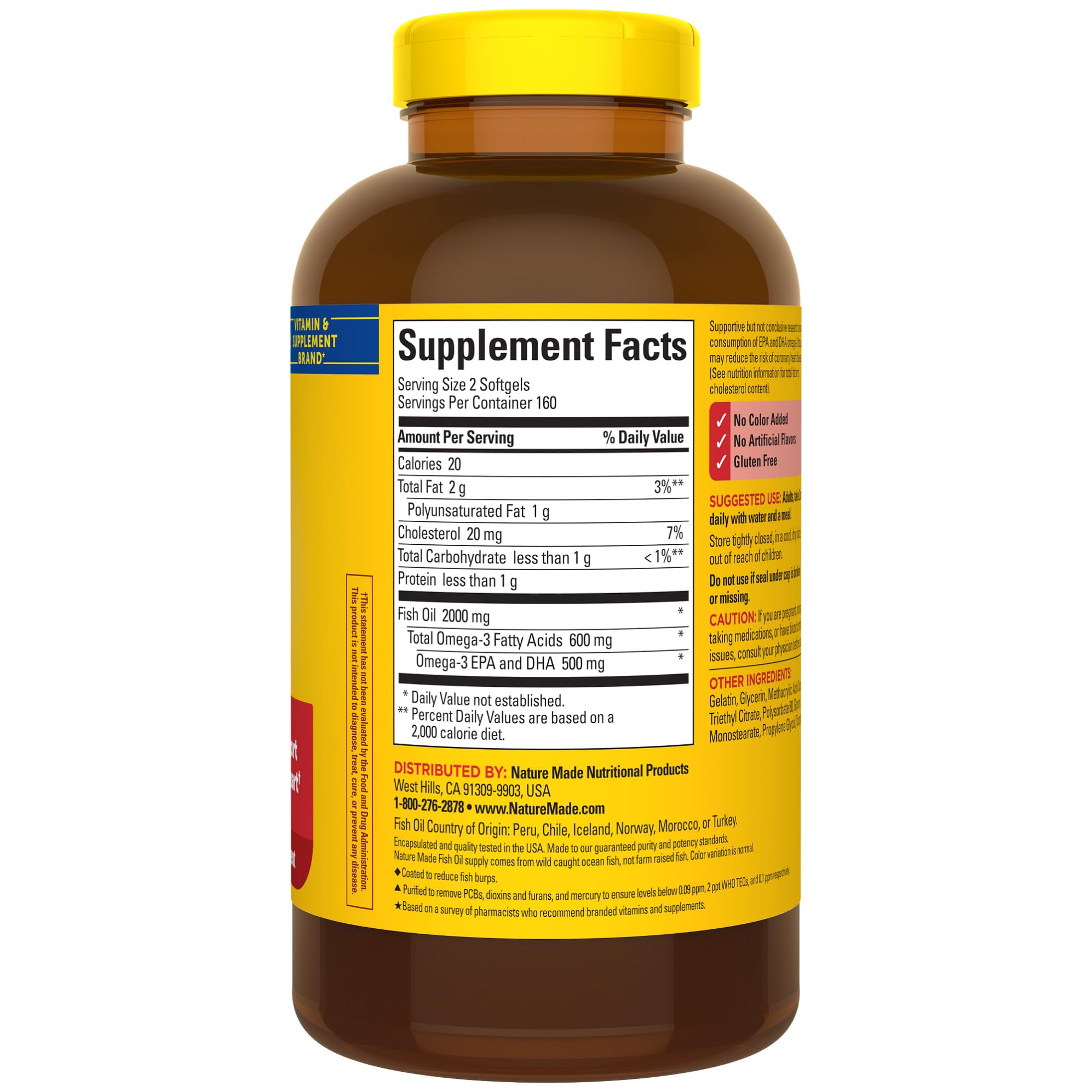 Nature Made Fish Oil 1000 mg Softgels on a wooden table