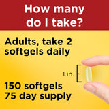 Nature Made Fish Oil 1200 mg Softgels in hand showing size