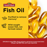 Nature Made Fish Oil 1200 mg Softgels lifestyle scene with water and meal