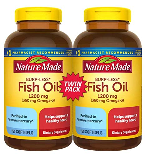 Nature Made Fish Oil Burp-Less 1200mg 150ct capsule bottle front view