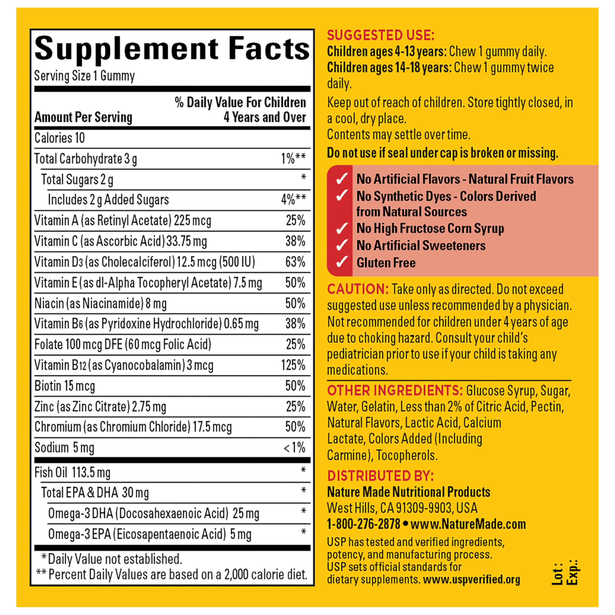 Nature Made Kids Multivitamin Gummies bottle with lid open