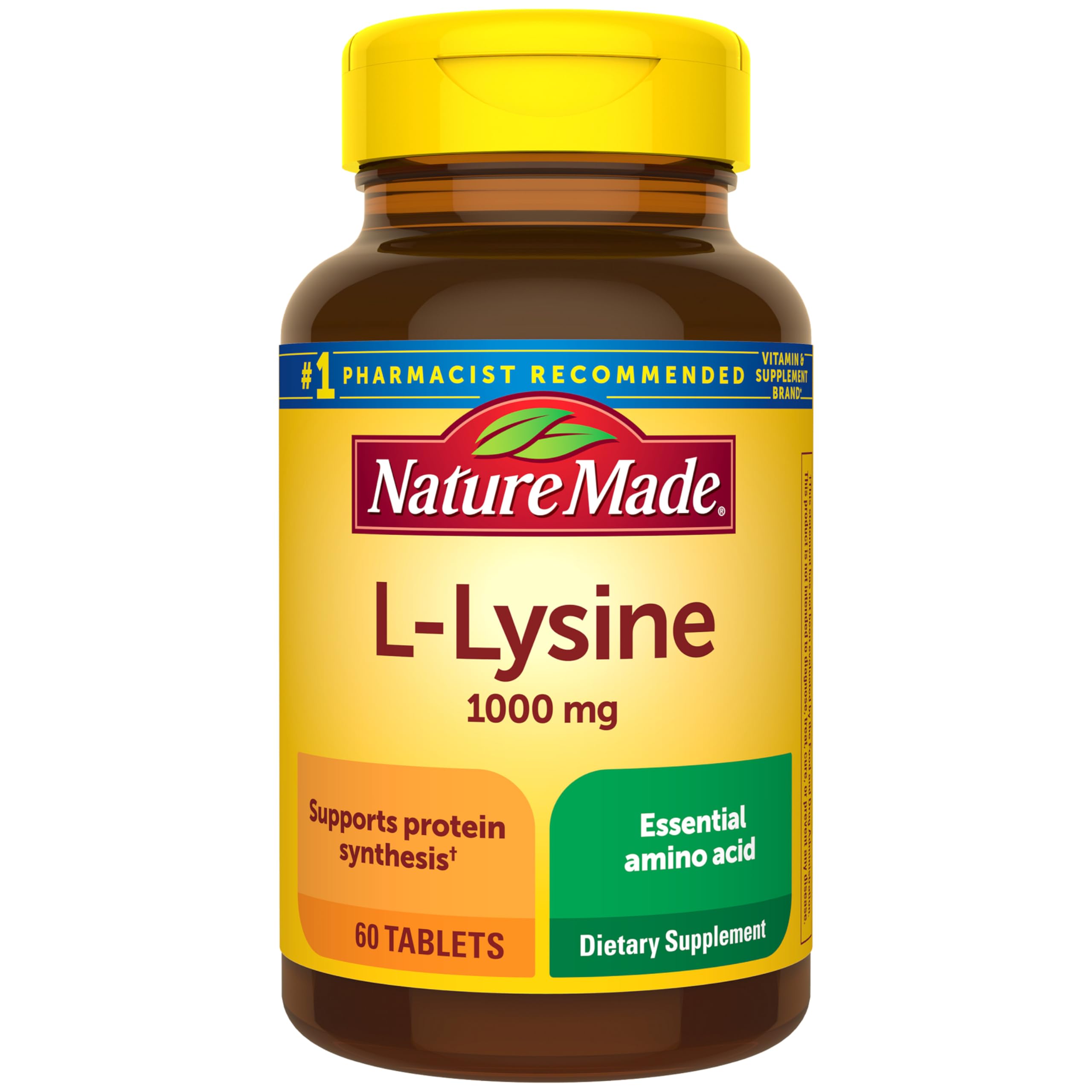 Nature Made L-Lysine 1000mg Tablets 60 count bottle front view