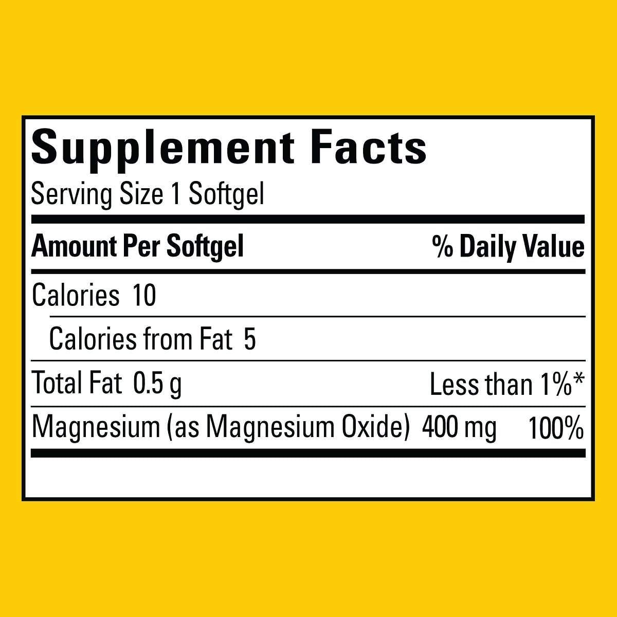 Nature Made Magnesium 400 mg Liquid Softgels bottle with label
