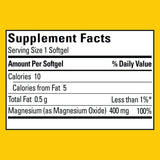 Nature Made Magnesium 400 mg Liquid Softgels bottle with label