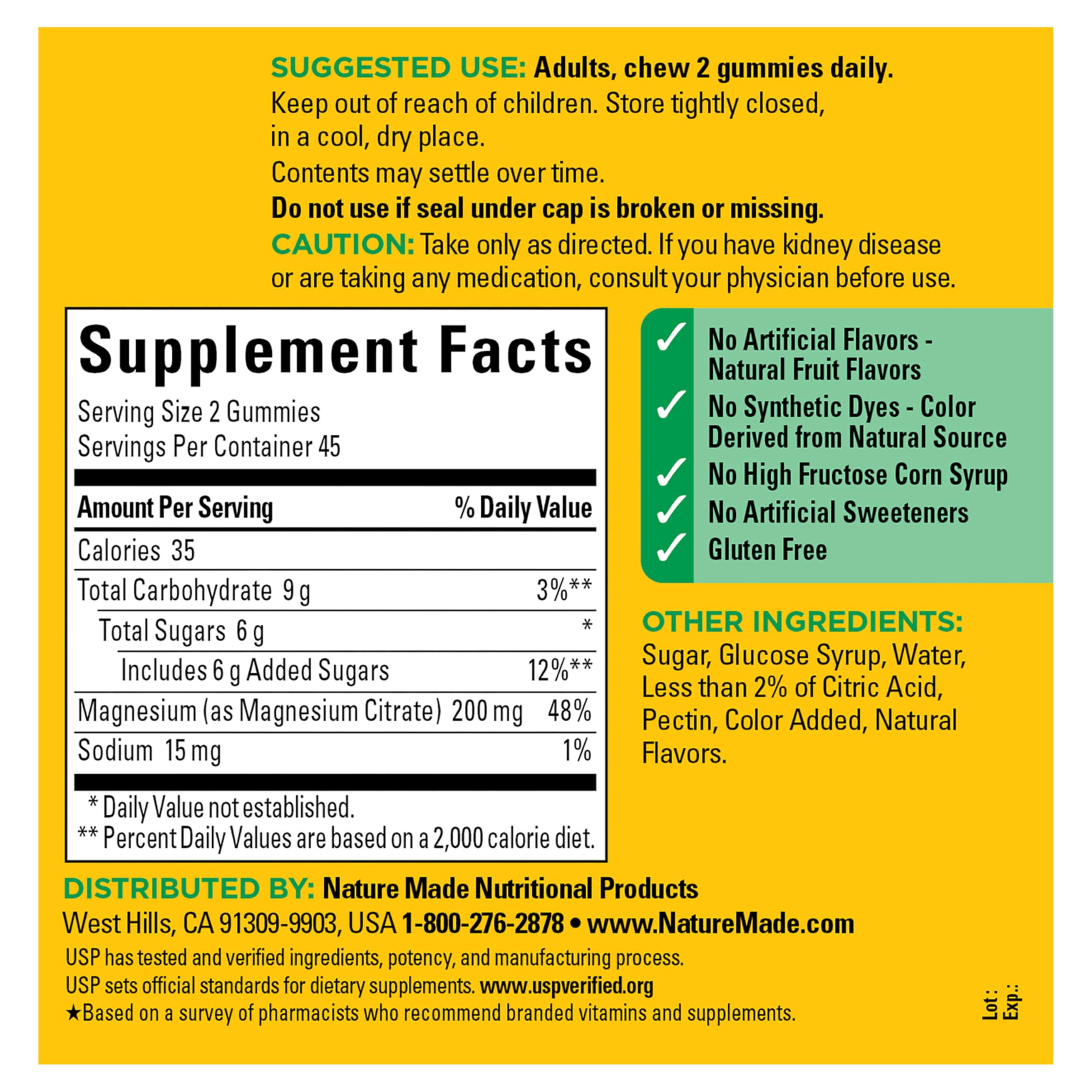 Nature Made Magnesium Citrate Gummies 200mg bottle with lid open