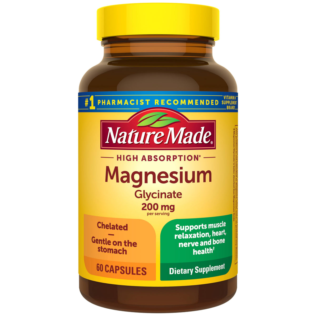 Nature Made Magnesium Glycinate 200mg capsules front view