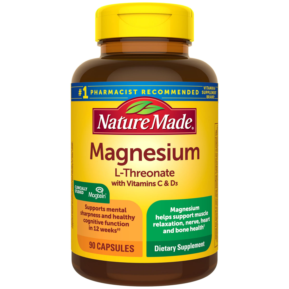 Nature Made Magnesium L-Threonate 90 count bottle front view