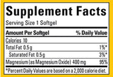 Nature Made Magnesium Softgels 400mg back view showing ingredients