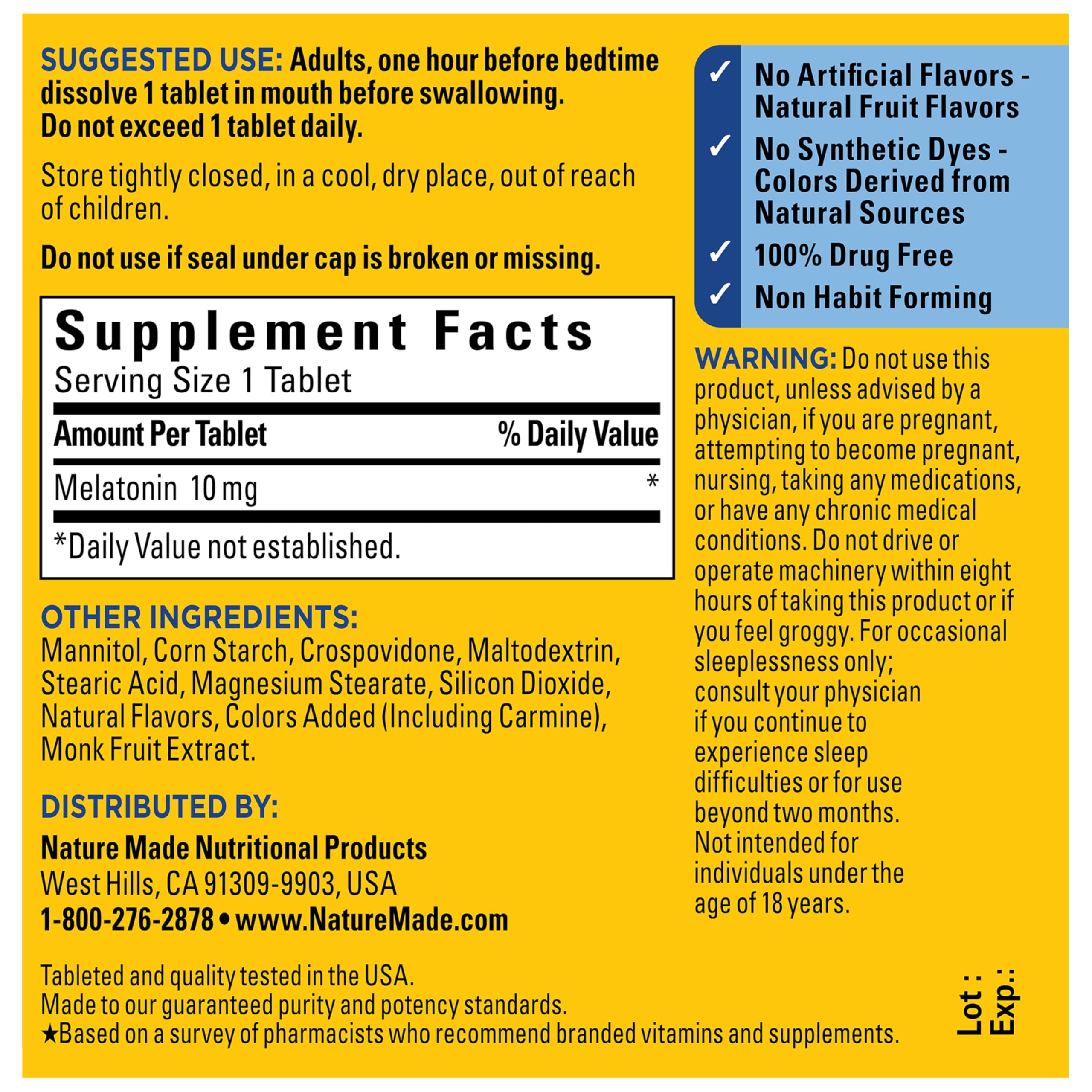 Nature Made Melatonin 10mg Fast Dissolve Tablets close-up of mixed berry flavour
