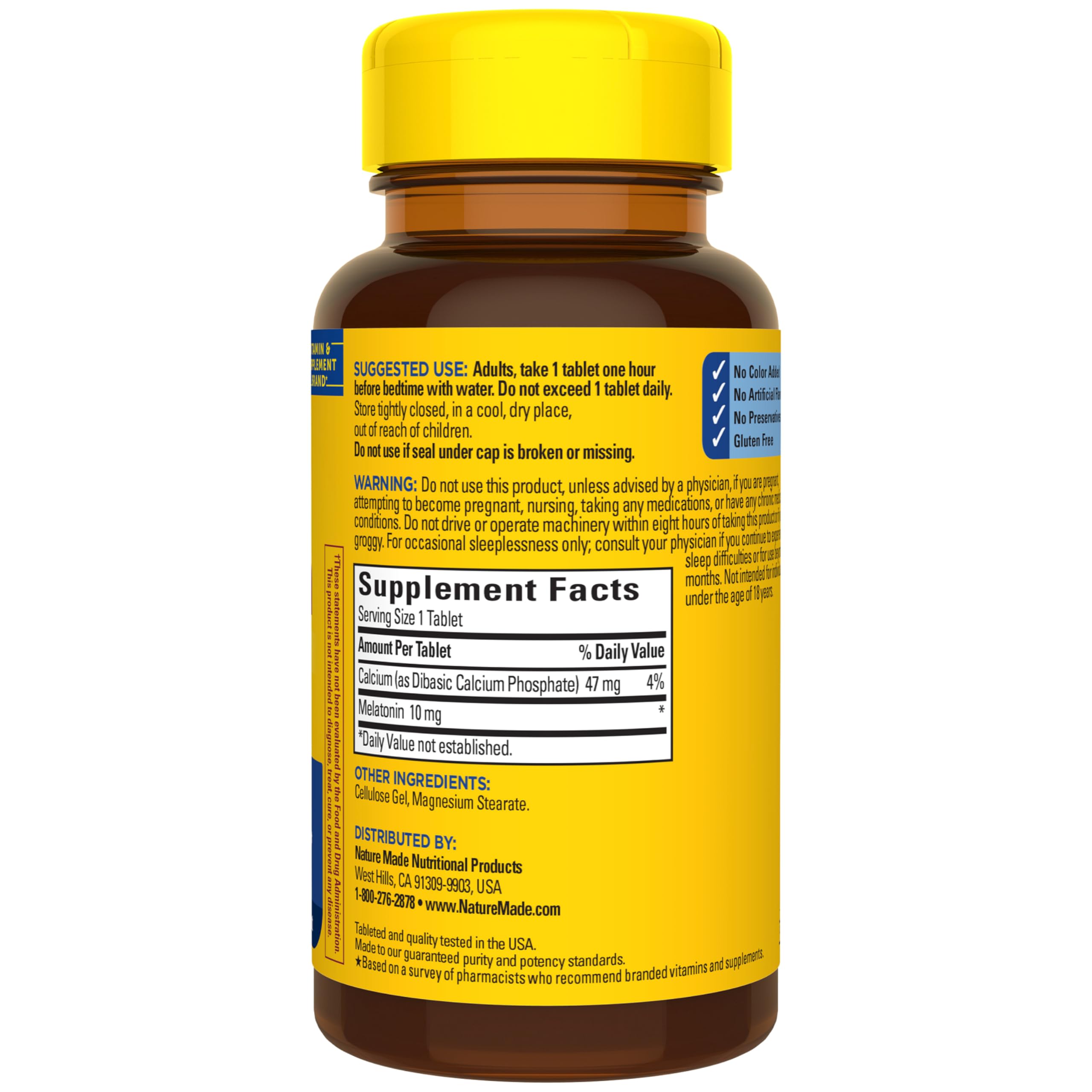 Nature Made Melatonin 10mg Maximum Strength Tablets with measuring spoon