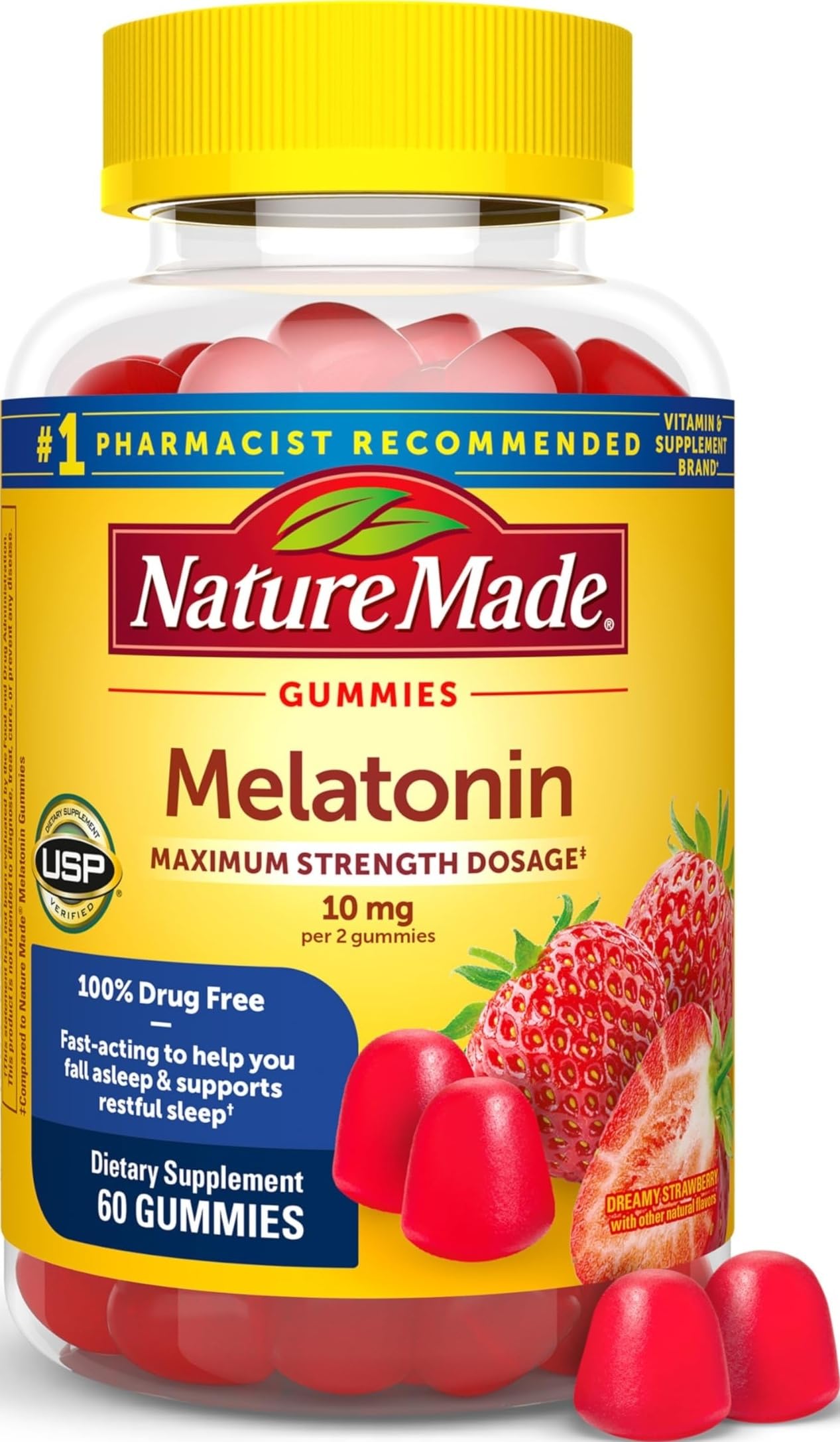 Nature Made Melatonin Gummies 10 mg 60 count front view