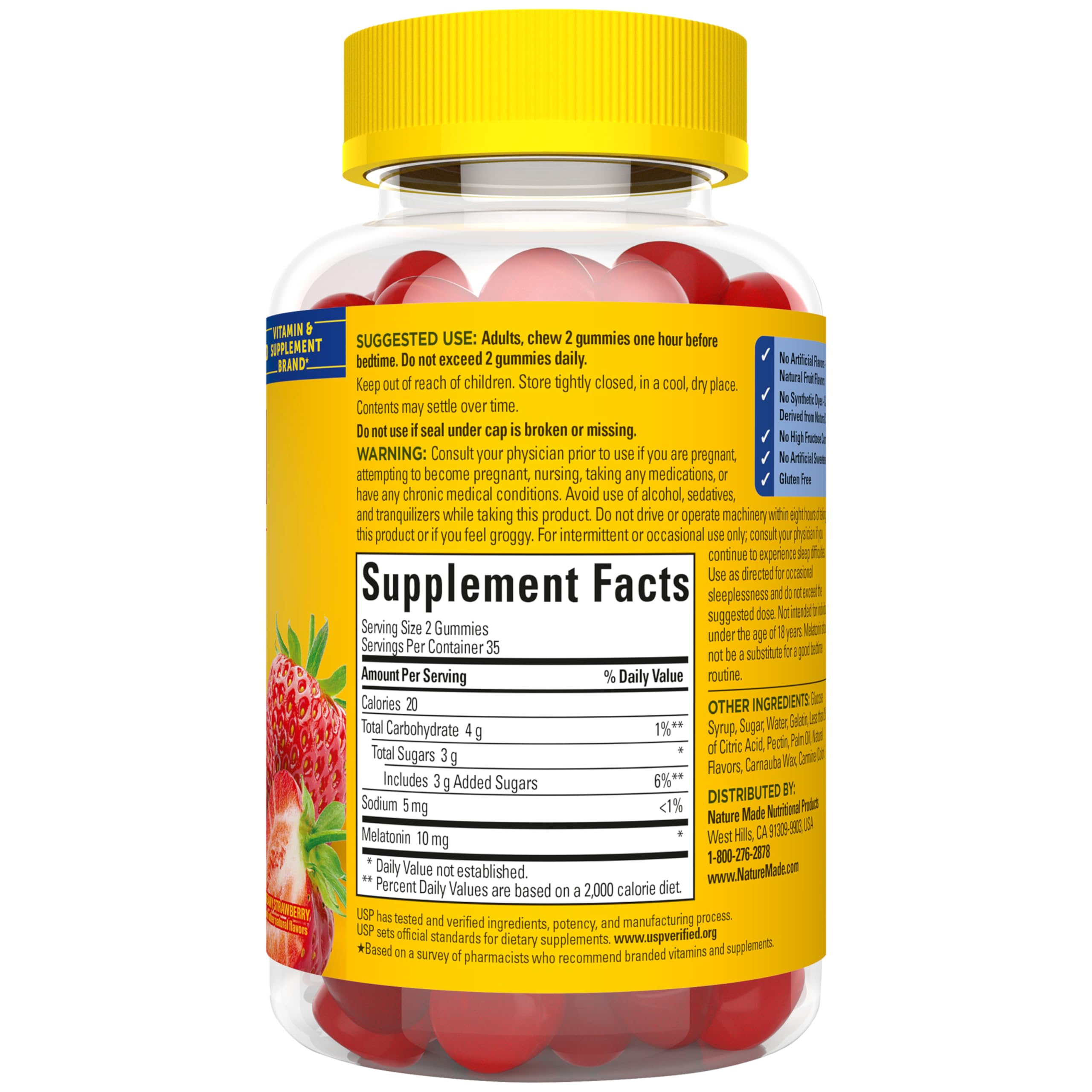 Nature Made Melatonin Gummies 10 mg ingredients list