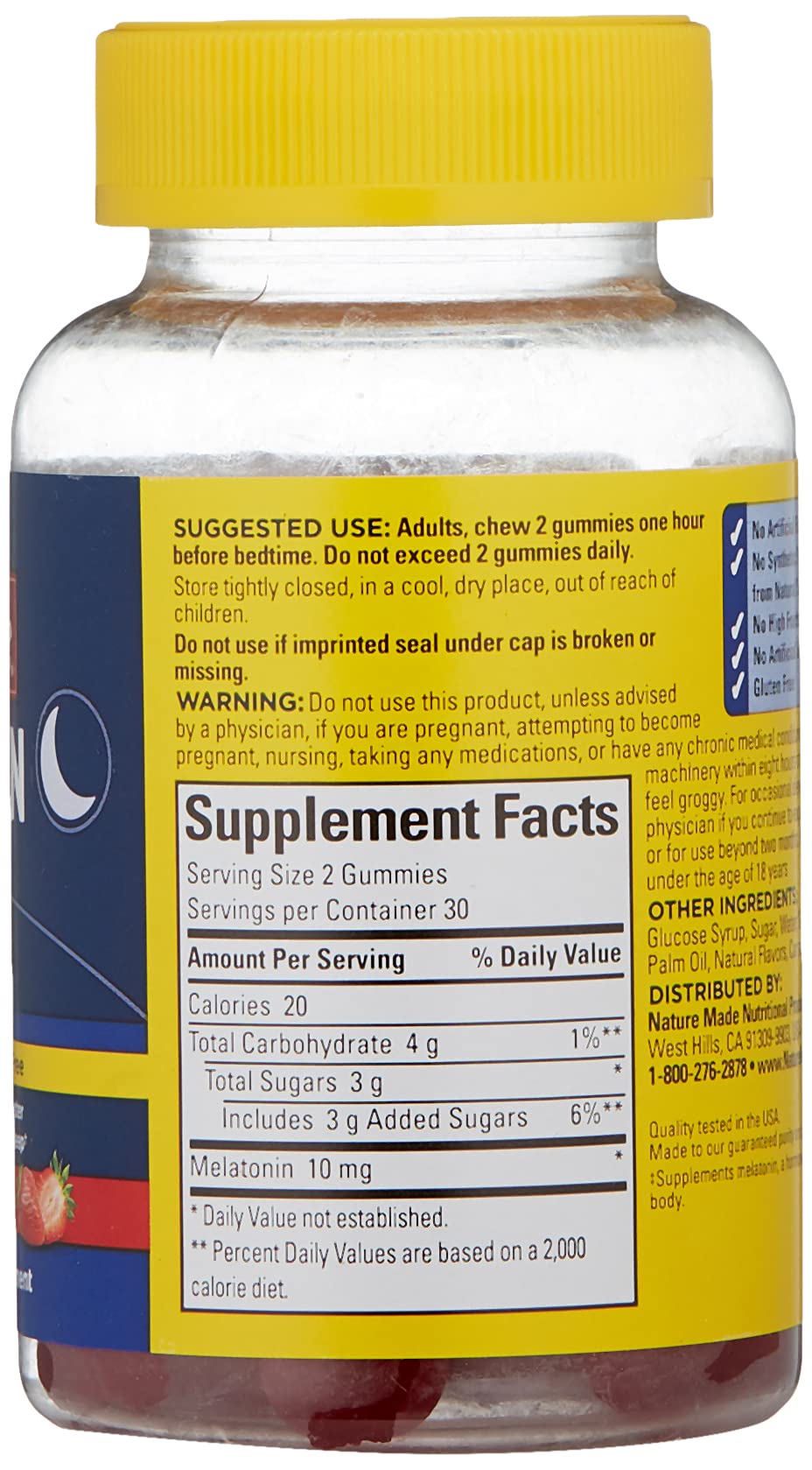 Nature Made Melatonin Gummies 10 mg strawberry flavour gummies
