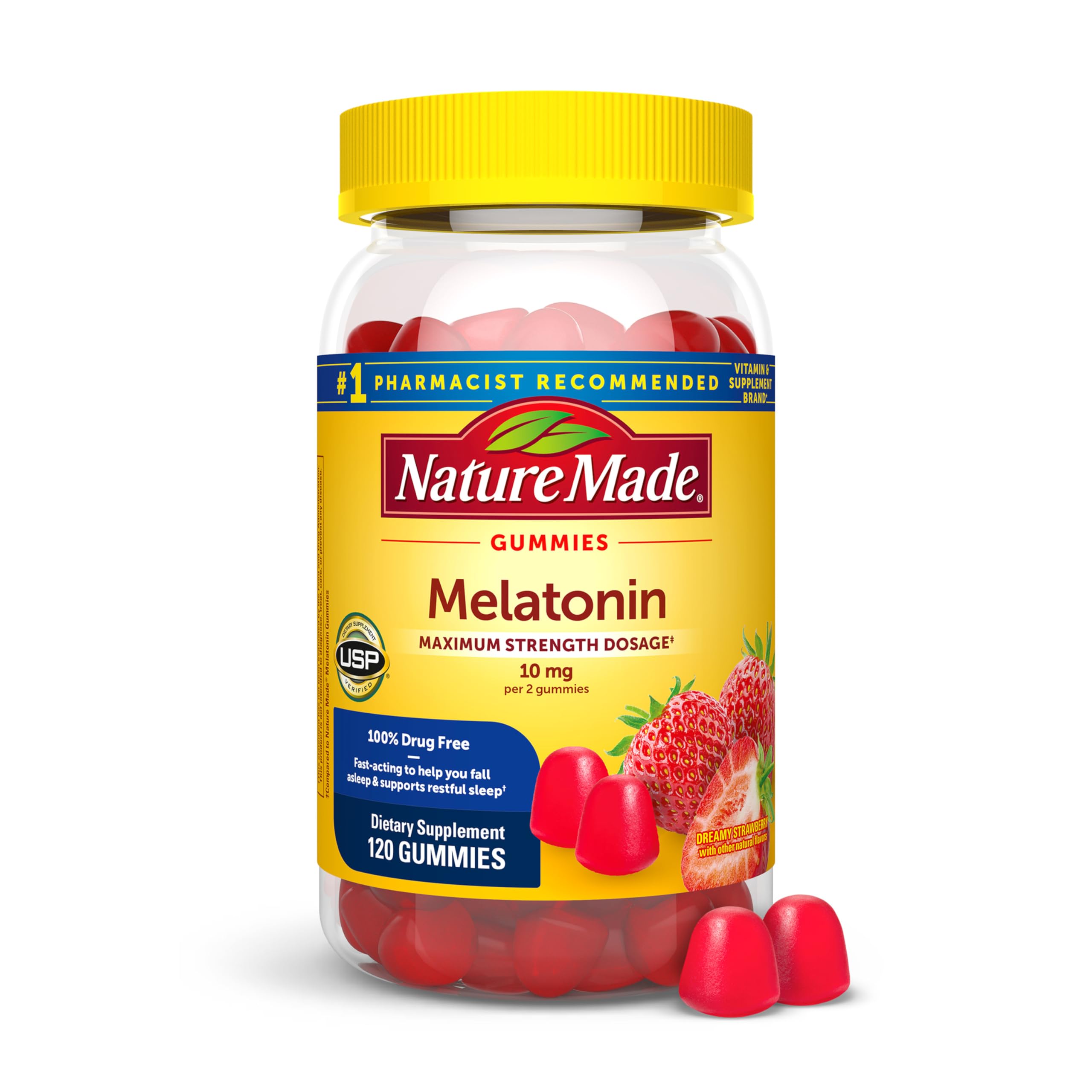 Nature Made Melatonin Gummies 10mg 120 count bottle front view