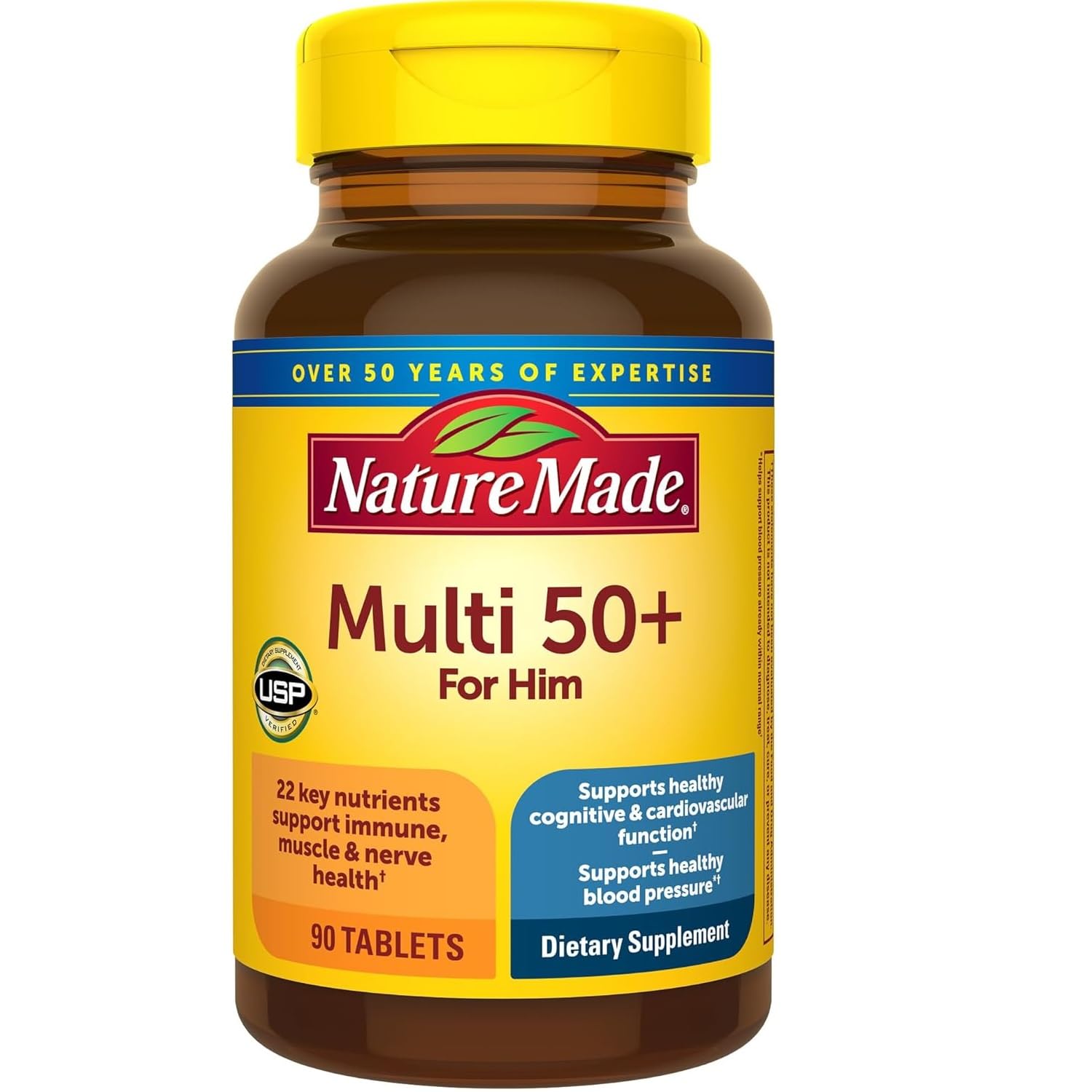 Nature Made Multi For Him 50 Plus multivitamin tablets front view