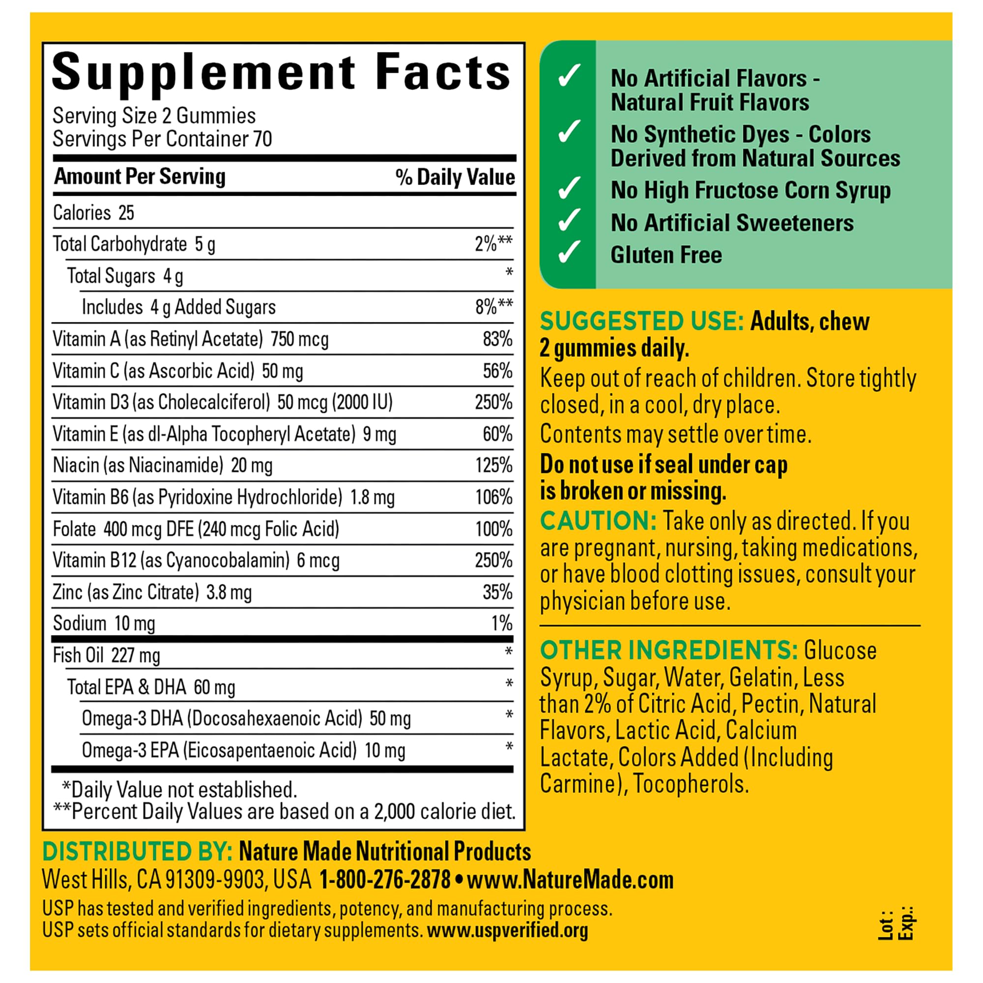 Nature Made Multivitamin + Omega-3 Gummies with a measuring spoon