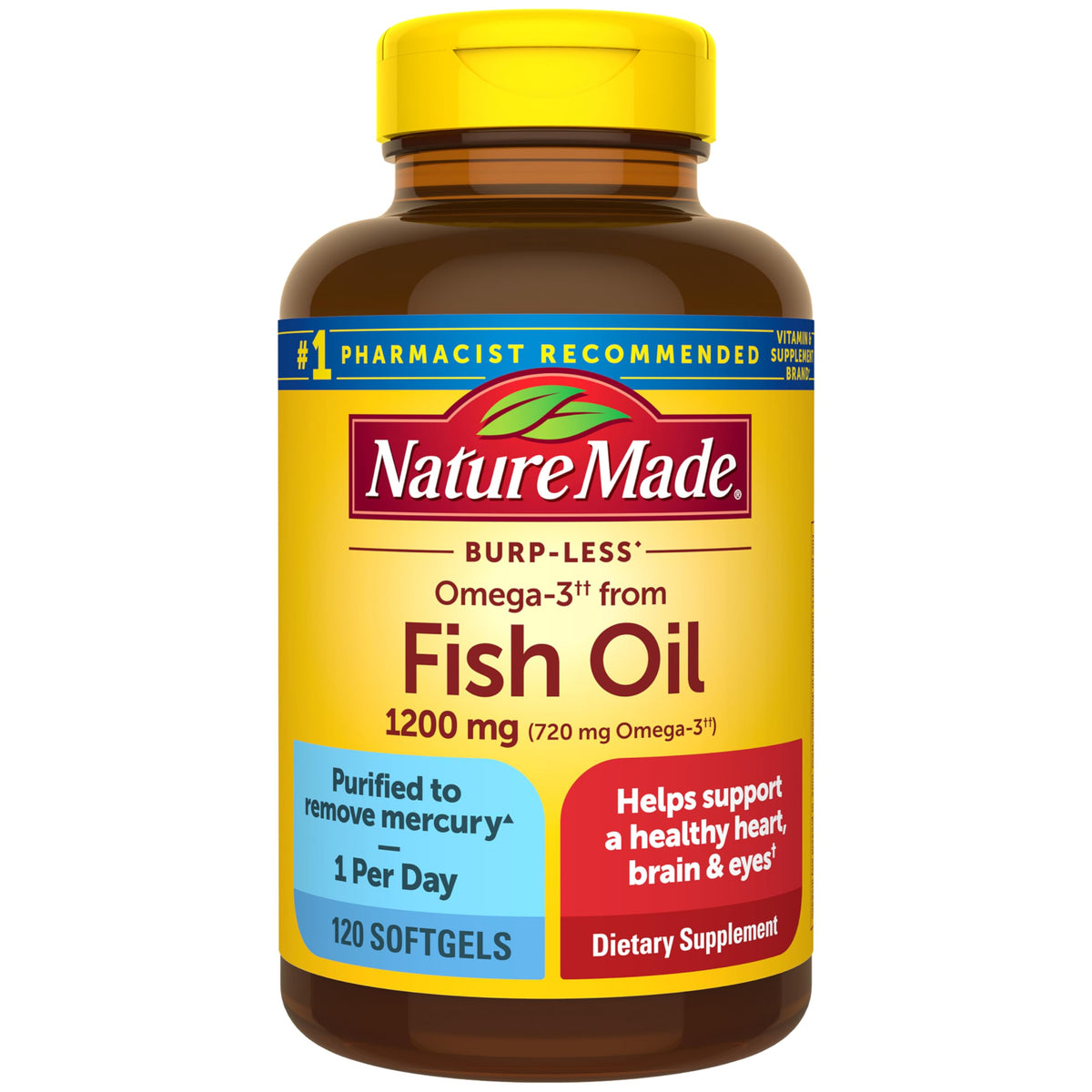 Nature Made Omega 3 Fish Oil 1200 mg Softgels front view