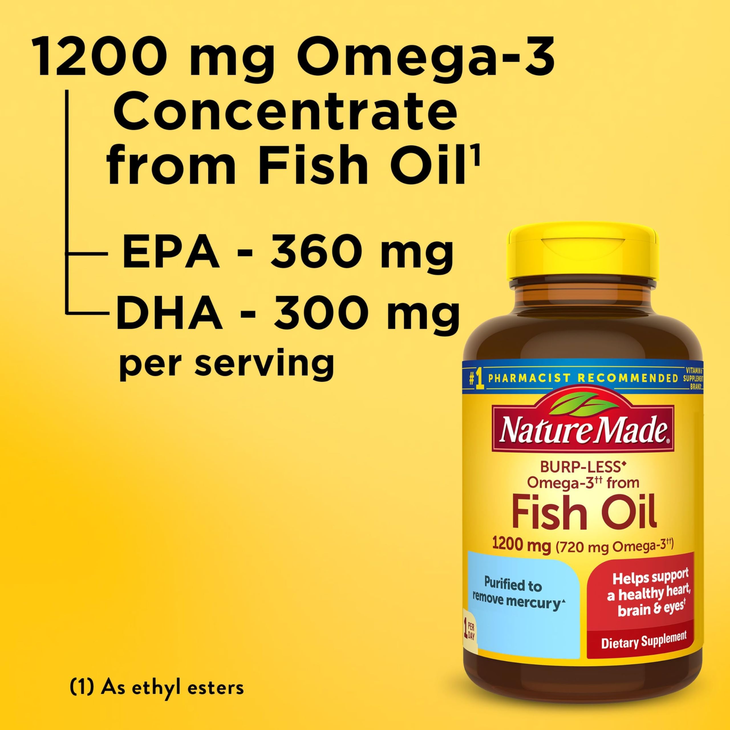 Nature Made Omega 3 Fish Oil 1200 mg Softgels side view
