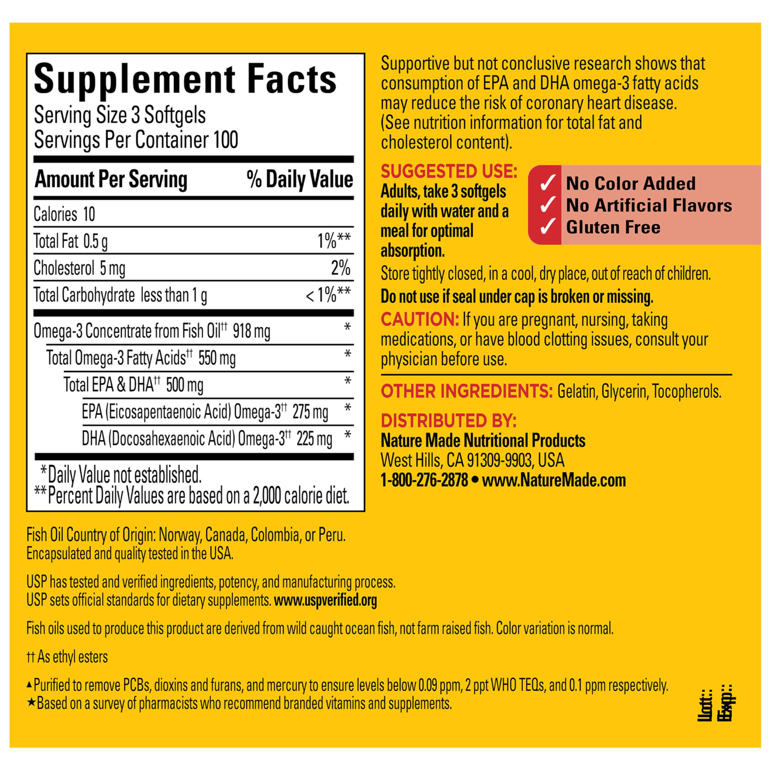Nature Made Omega-3 Fish Oil Pearls softgels on a table