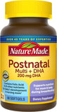 Nature Made Postnatal Multivitamin + DHA softgel bottle front view