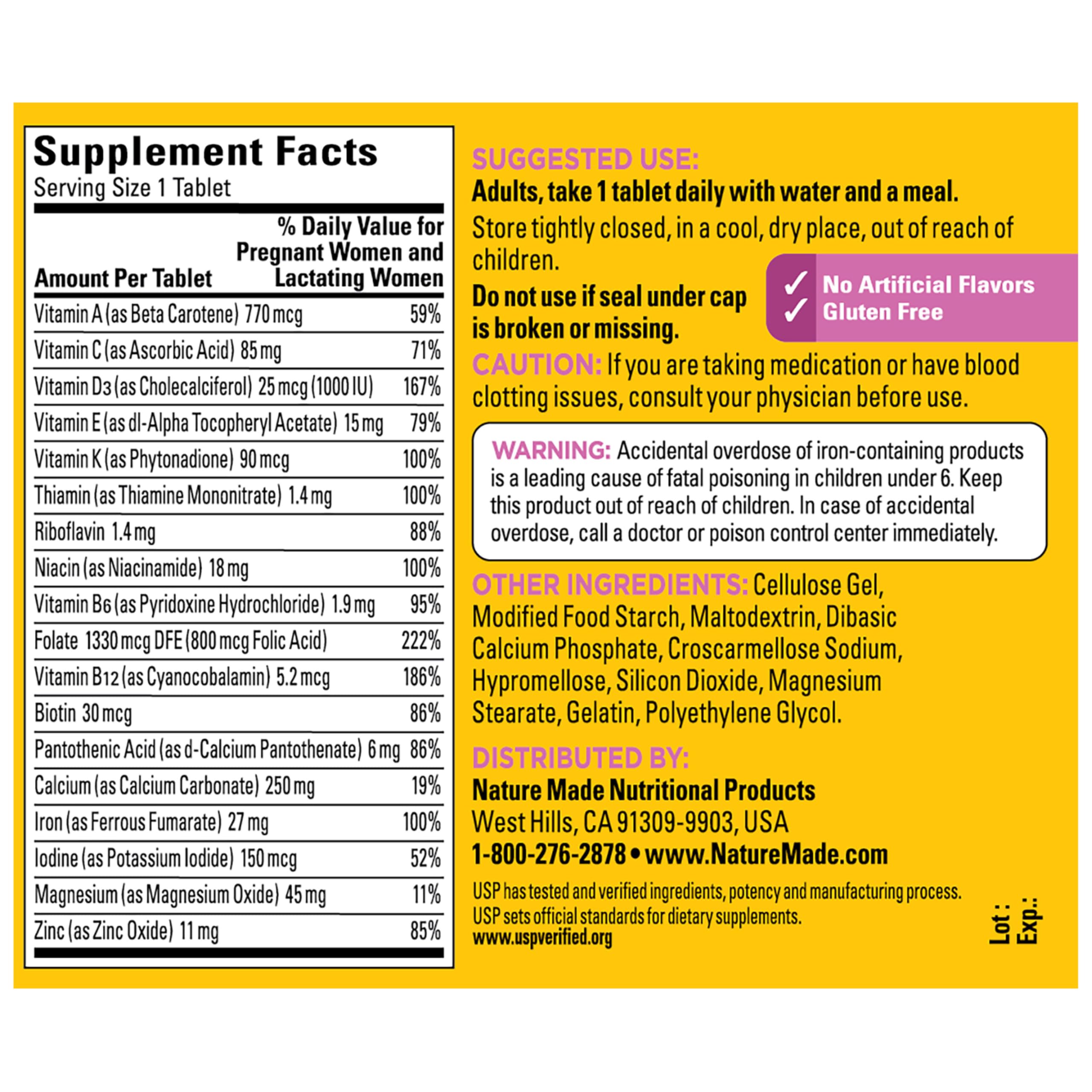 Nature Made Prenatal Vitamins Folic Acid with a measuring tape for context