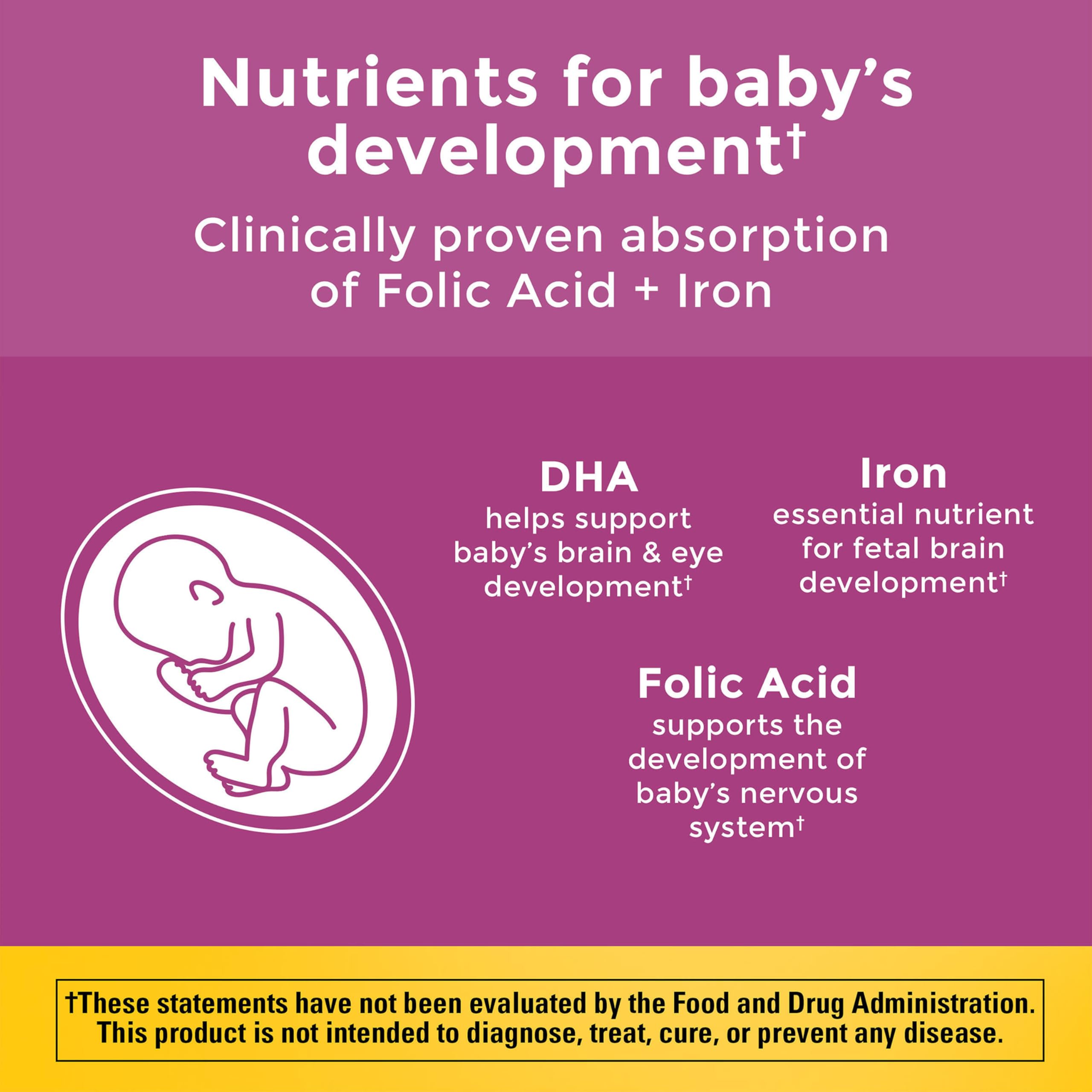 Nature Made Prenatal Vitamins with DHA 110 softgels back view