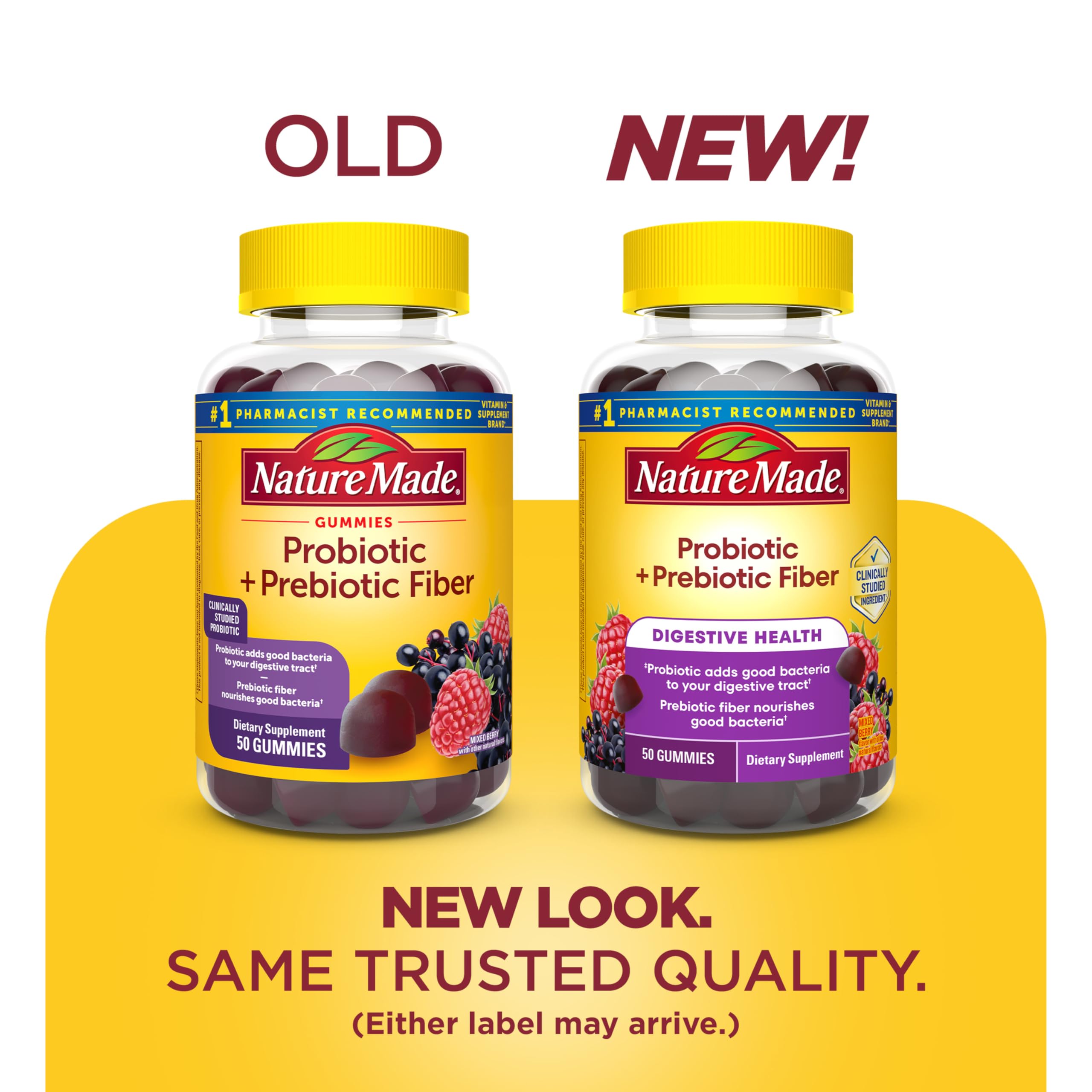 Nature Made Probiotic + Prebiotic Fiber Gummies mixed berry flavour