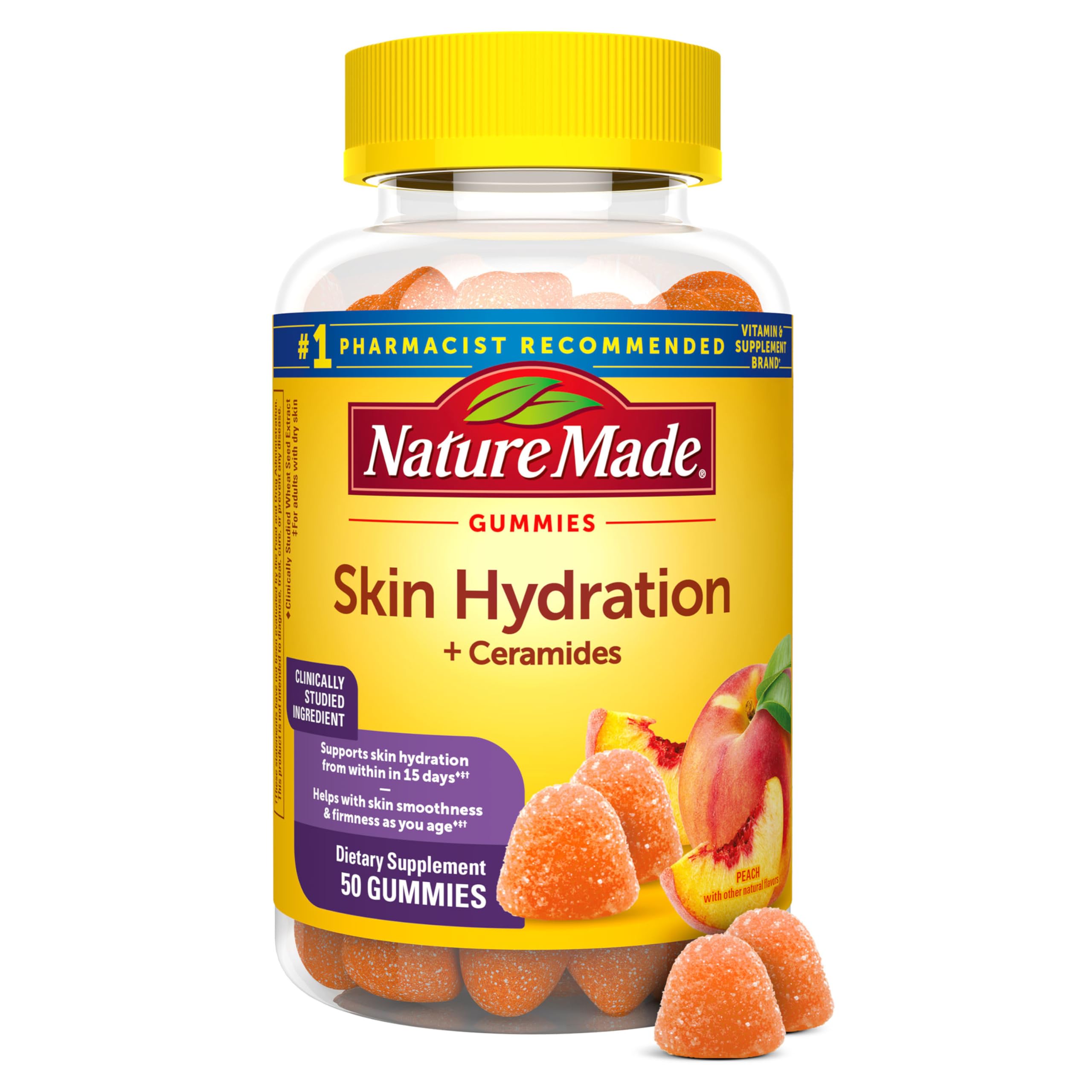 Nature Made Skin Hydration Gummies 50 count bottle front view
