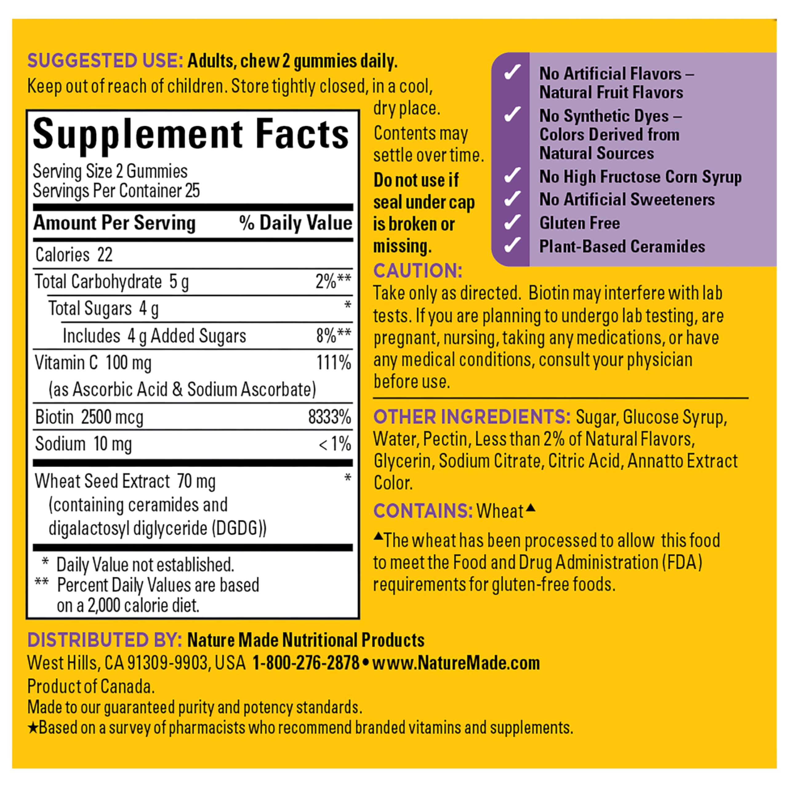 Nature Made Skin Hydration Gummies packaging with natural ingredients
