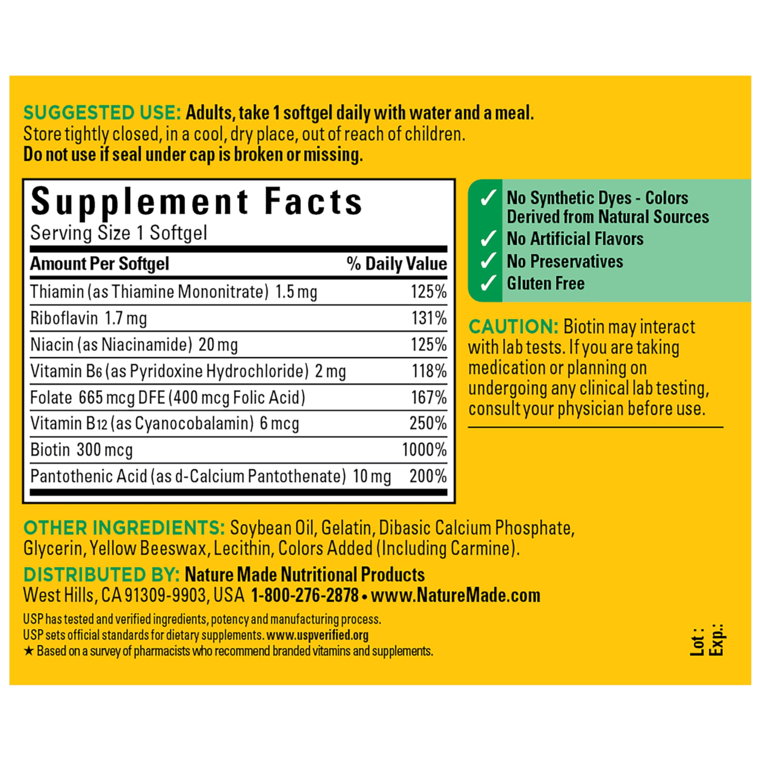 Nature Made Super B Energy Complex Softgels packaging details