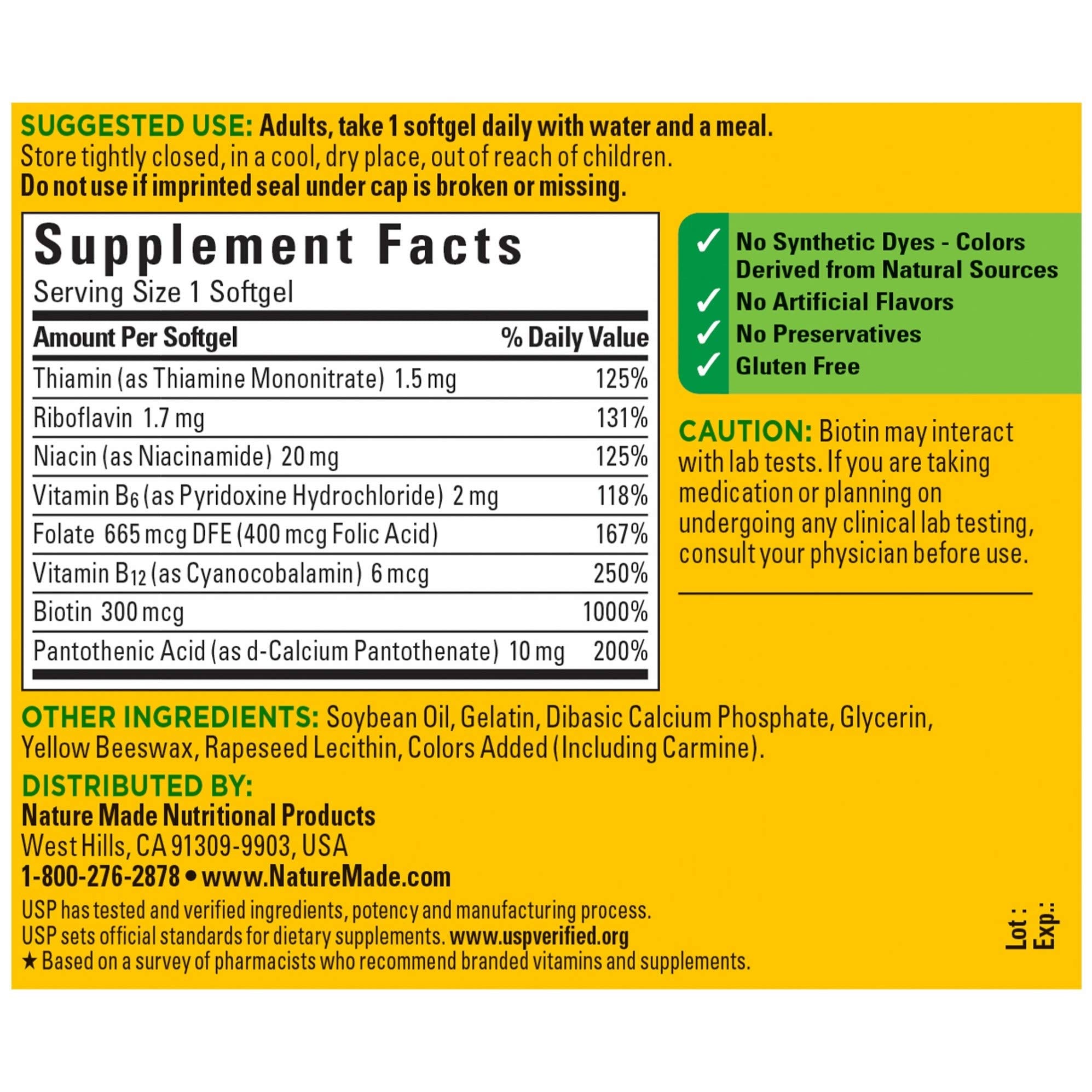 Nature Made Super B Energy Complex Softgels showing softgel details
