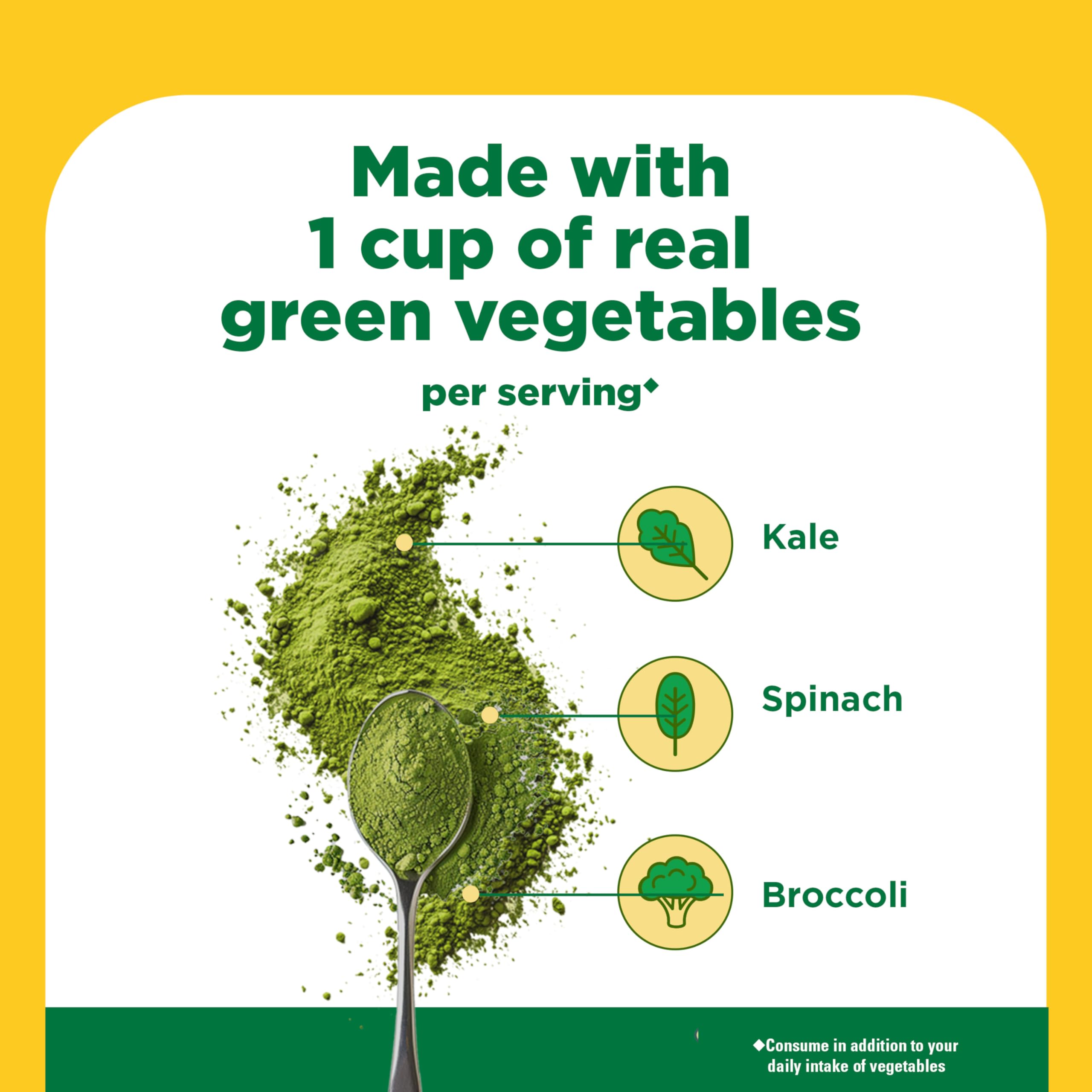 Nature Made Super Greens Powder Drink Mix in a glass with water